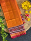 Mustard Red Plain gala Border Handwoven Patola Silk Saree