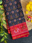 Blue and Red Flower Design Handwoven Patola Silk Saree