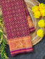 Buttonful Design Wine Color Handwoven Patola Silk Saree