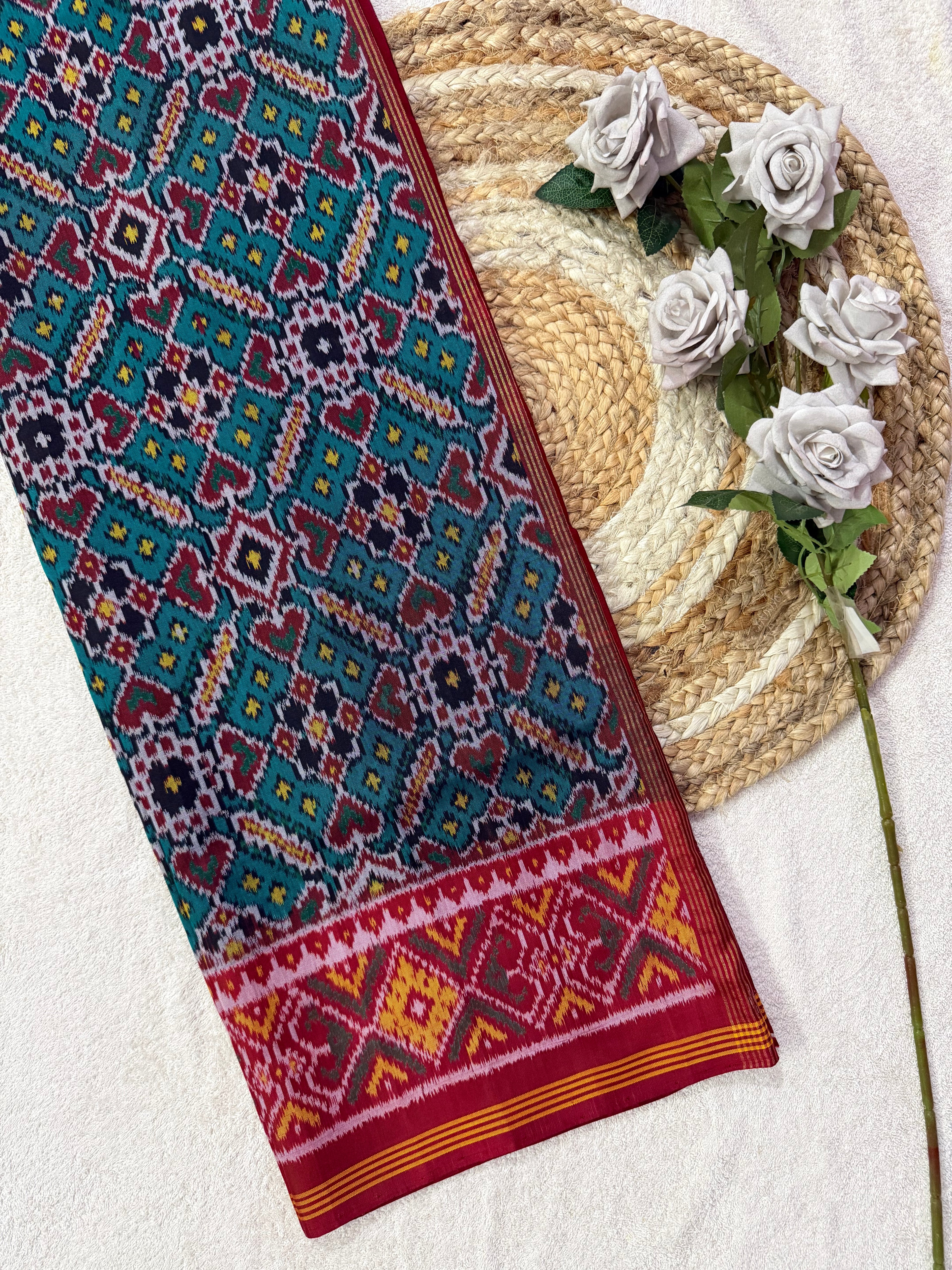 Manekchok Design Handwoven Patola Silk Saree