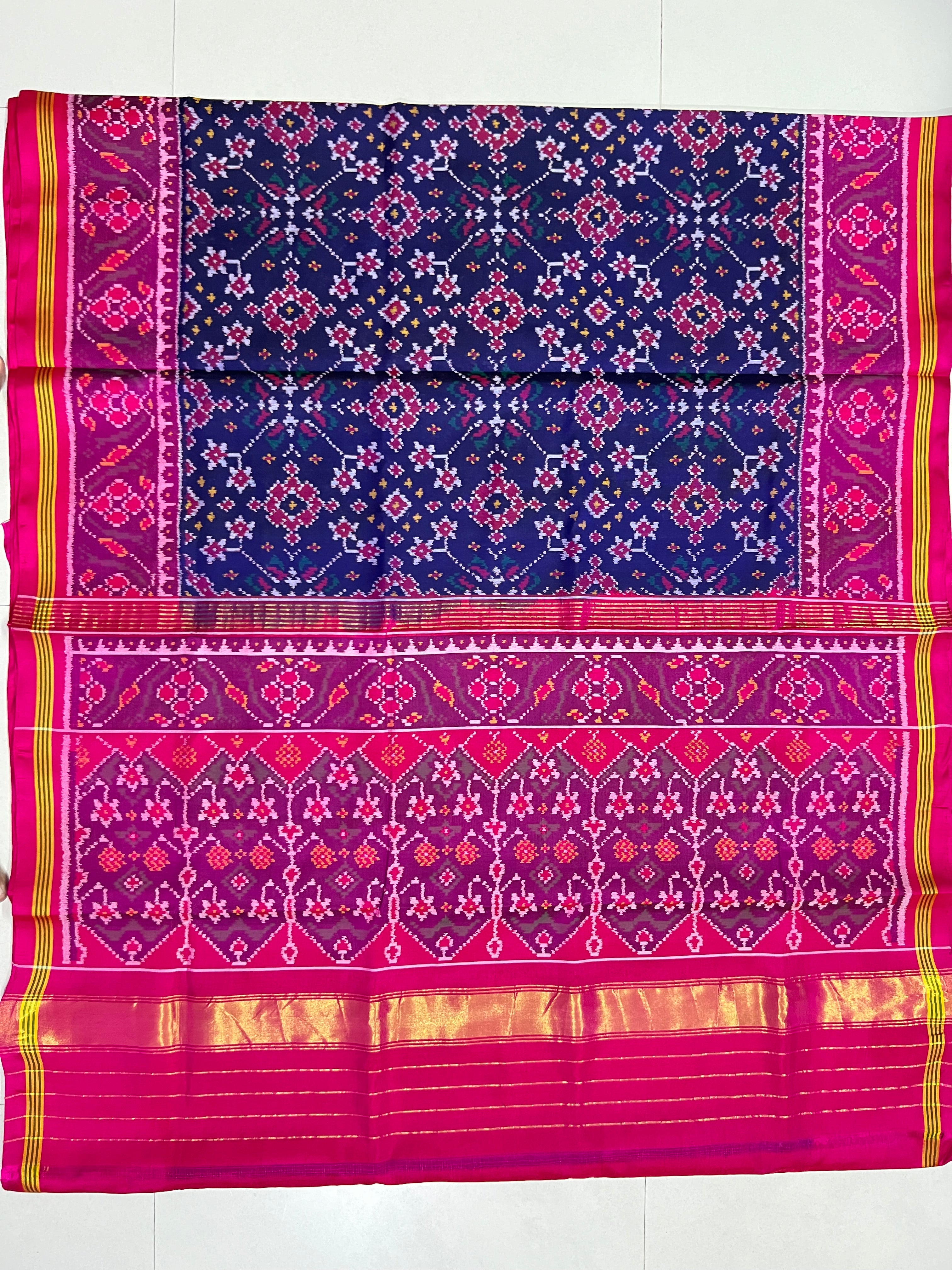 Navratna Traditional Design Handwoven Patola Silk Saree