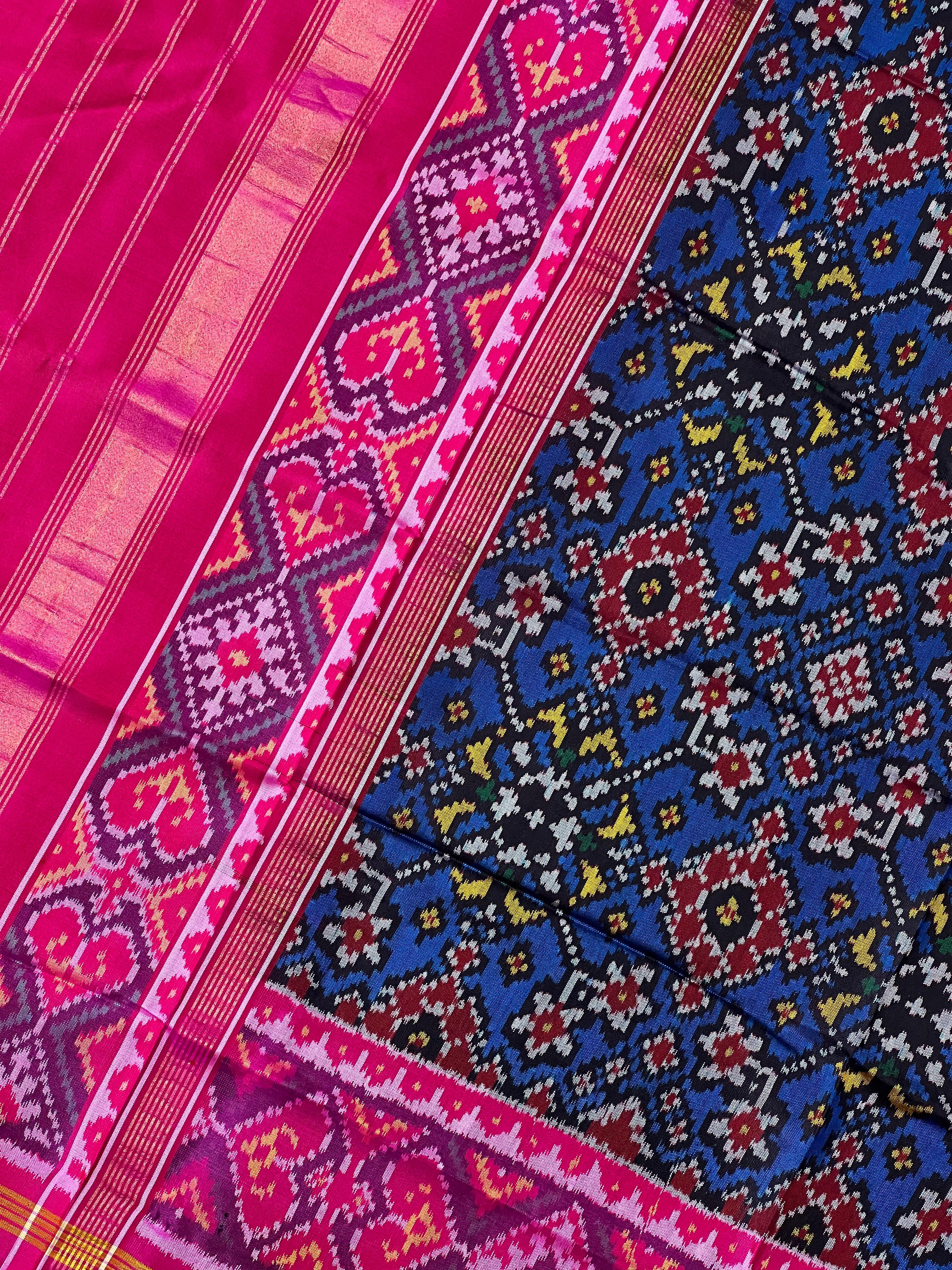 Dark Blue Navratna Design Handwoven Patola Dupatta Secondary image