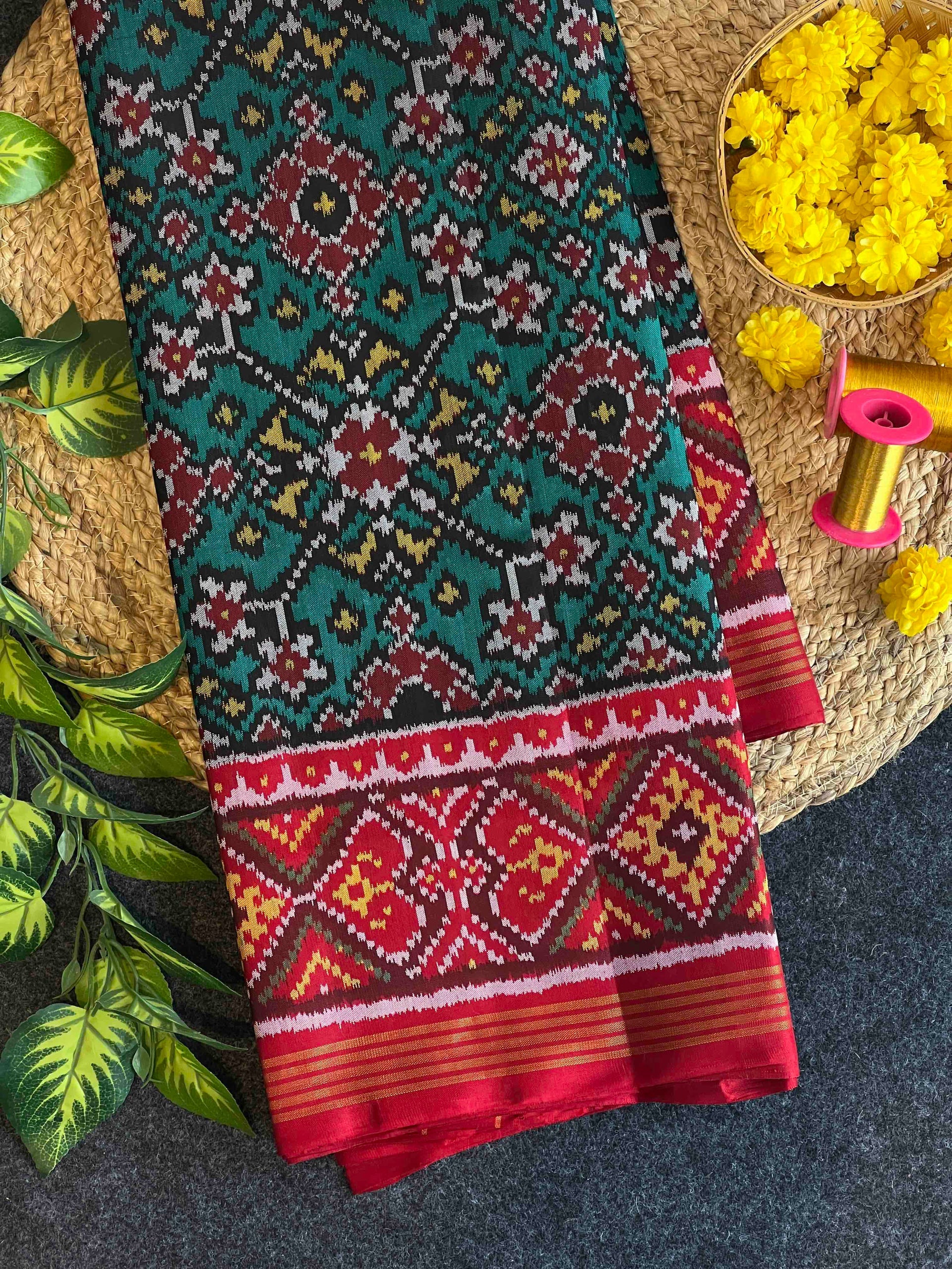 Navratna Traditional Design Handwoven Patola Silk Saree Main image