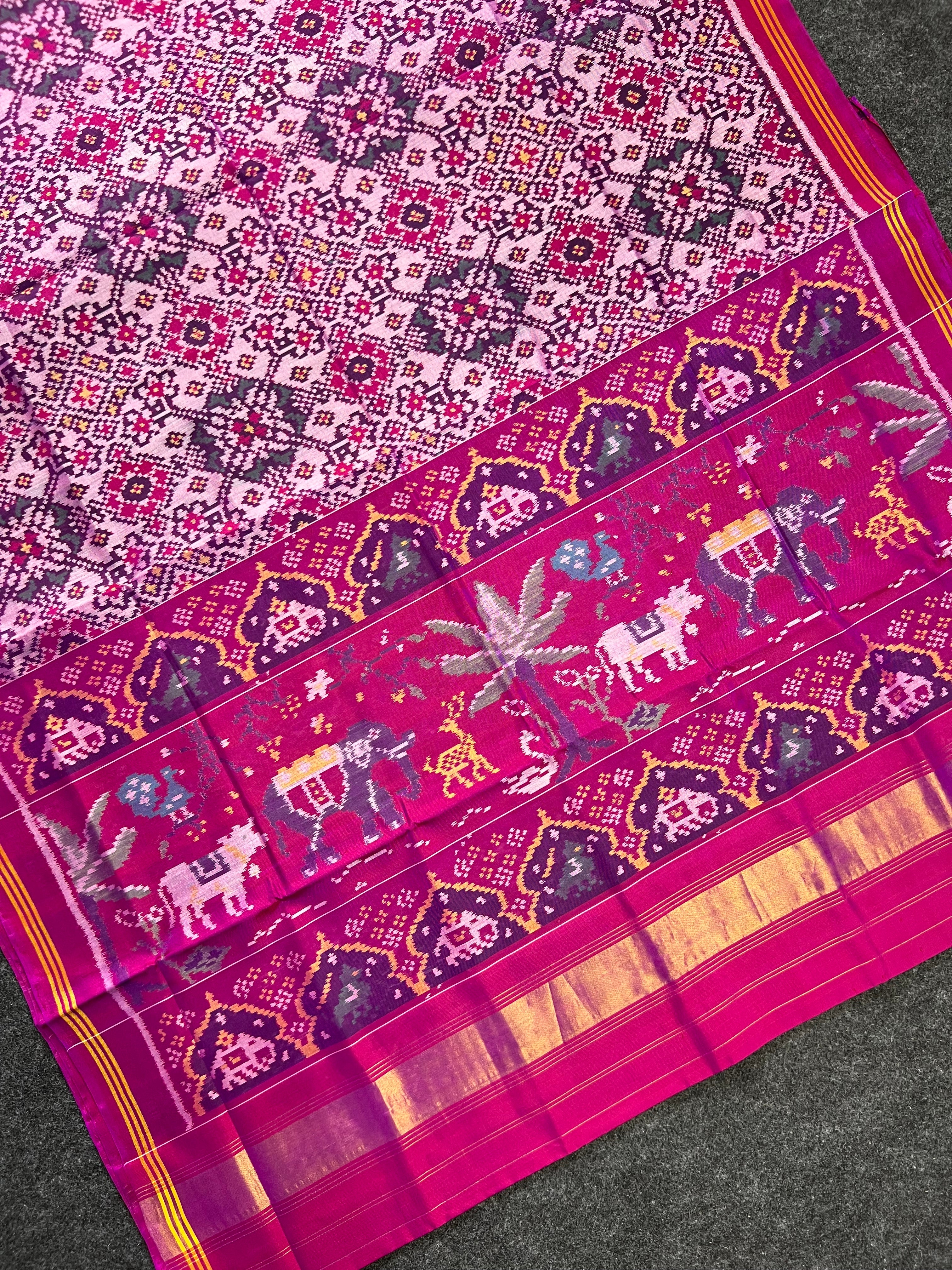 Navratna Traditional Design Handwoven Patola Silk Saree