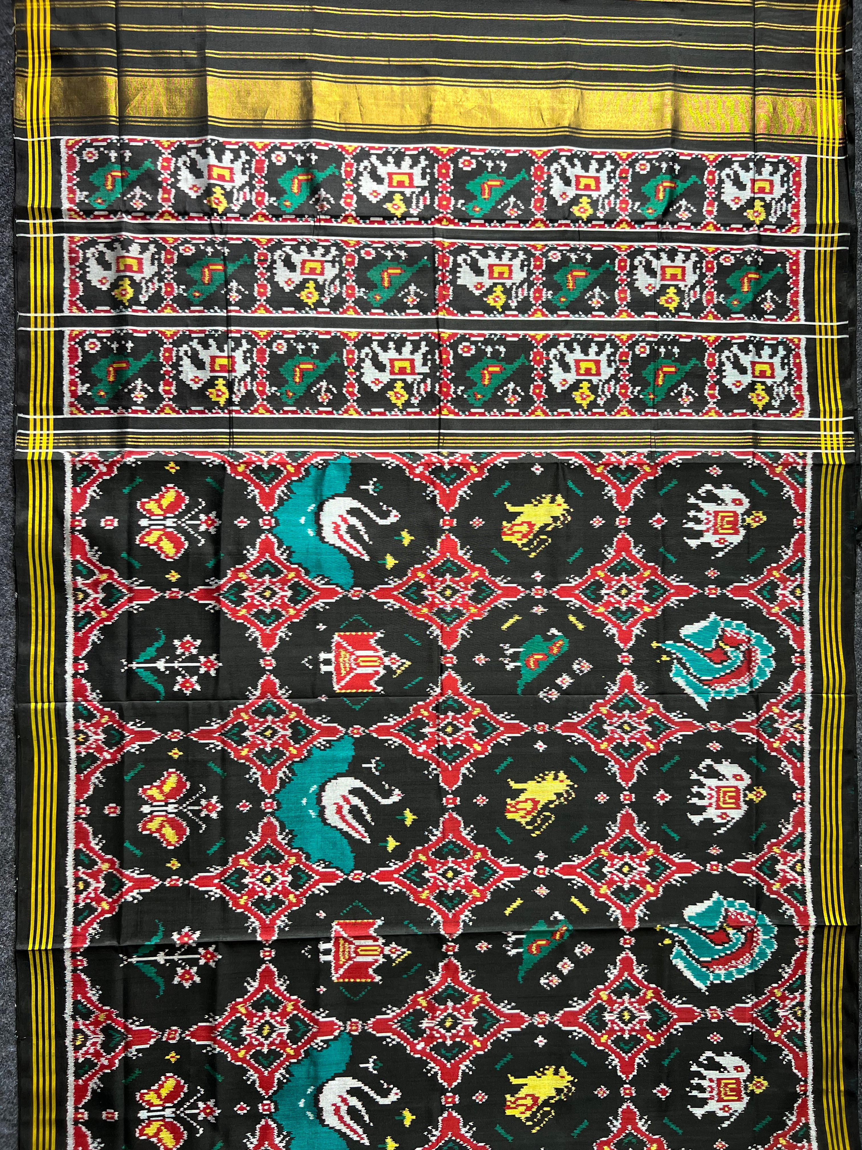 Black Motif Design Handwoven Patola Silk Saree Secondary image