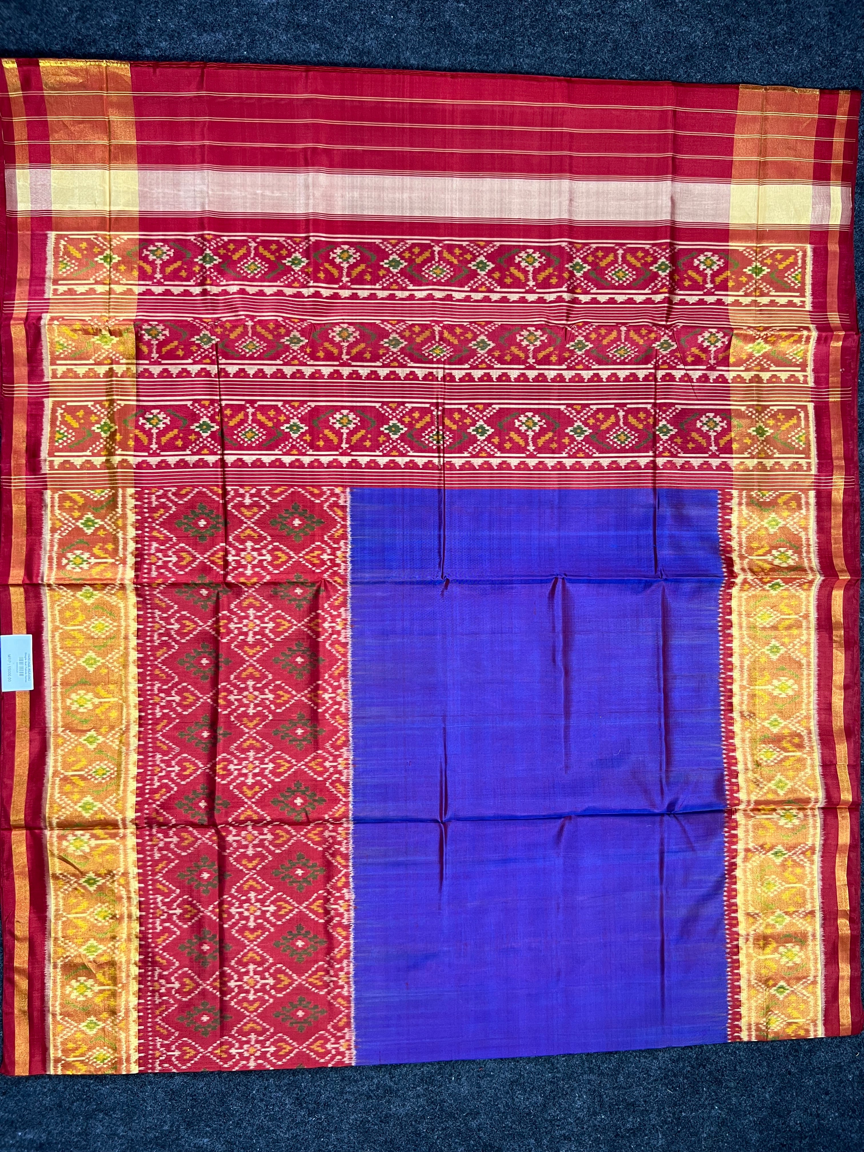 Skirt Border Purple With Red Handwoven Patola Silk Saree Secondary image