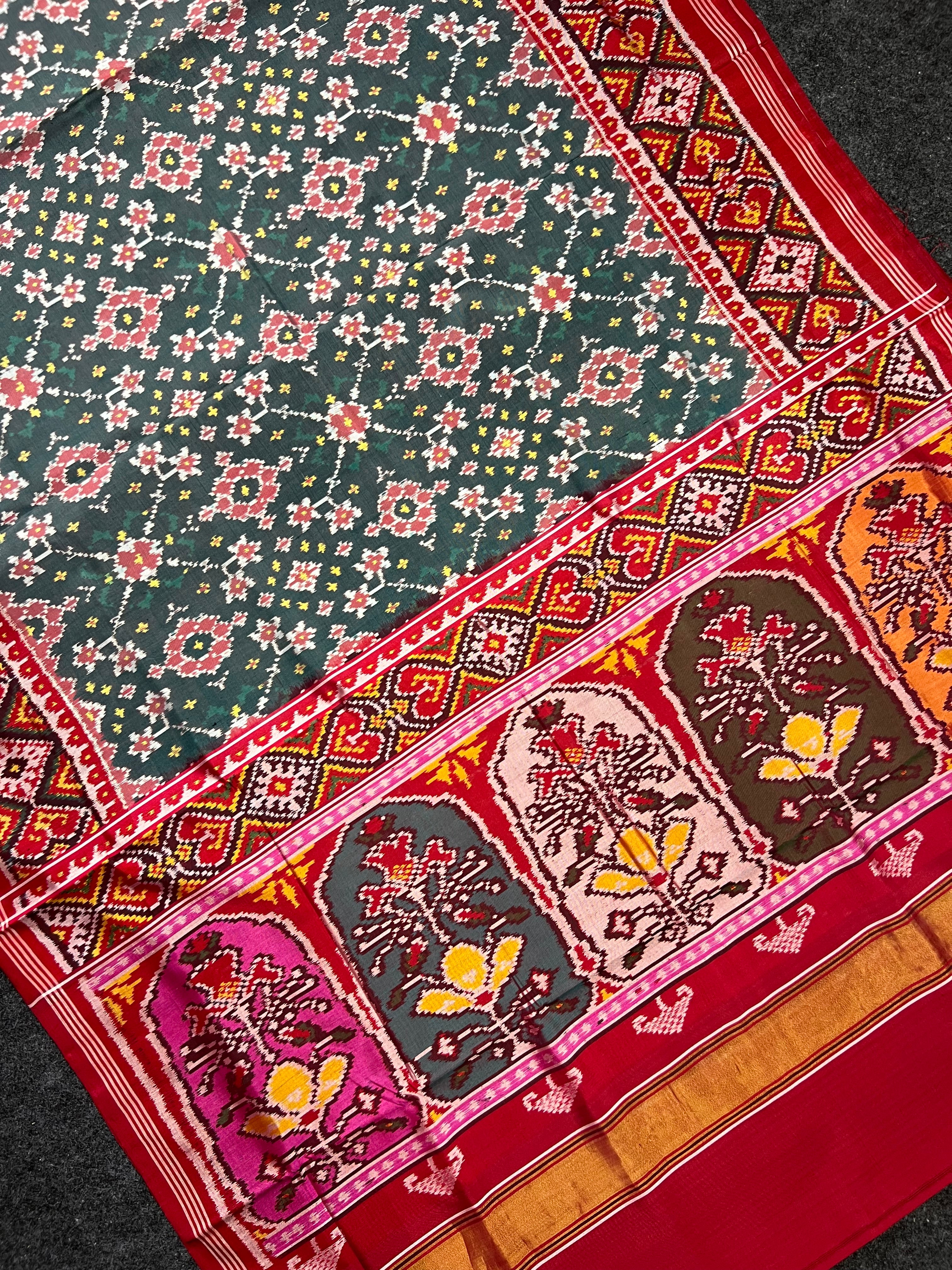 Navratna Traditional Design Handwoven Patola Silk Saree