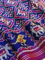 Blue Panchanda Traditional Design Handwoven Patola Silk Saree
