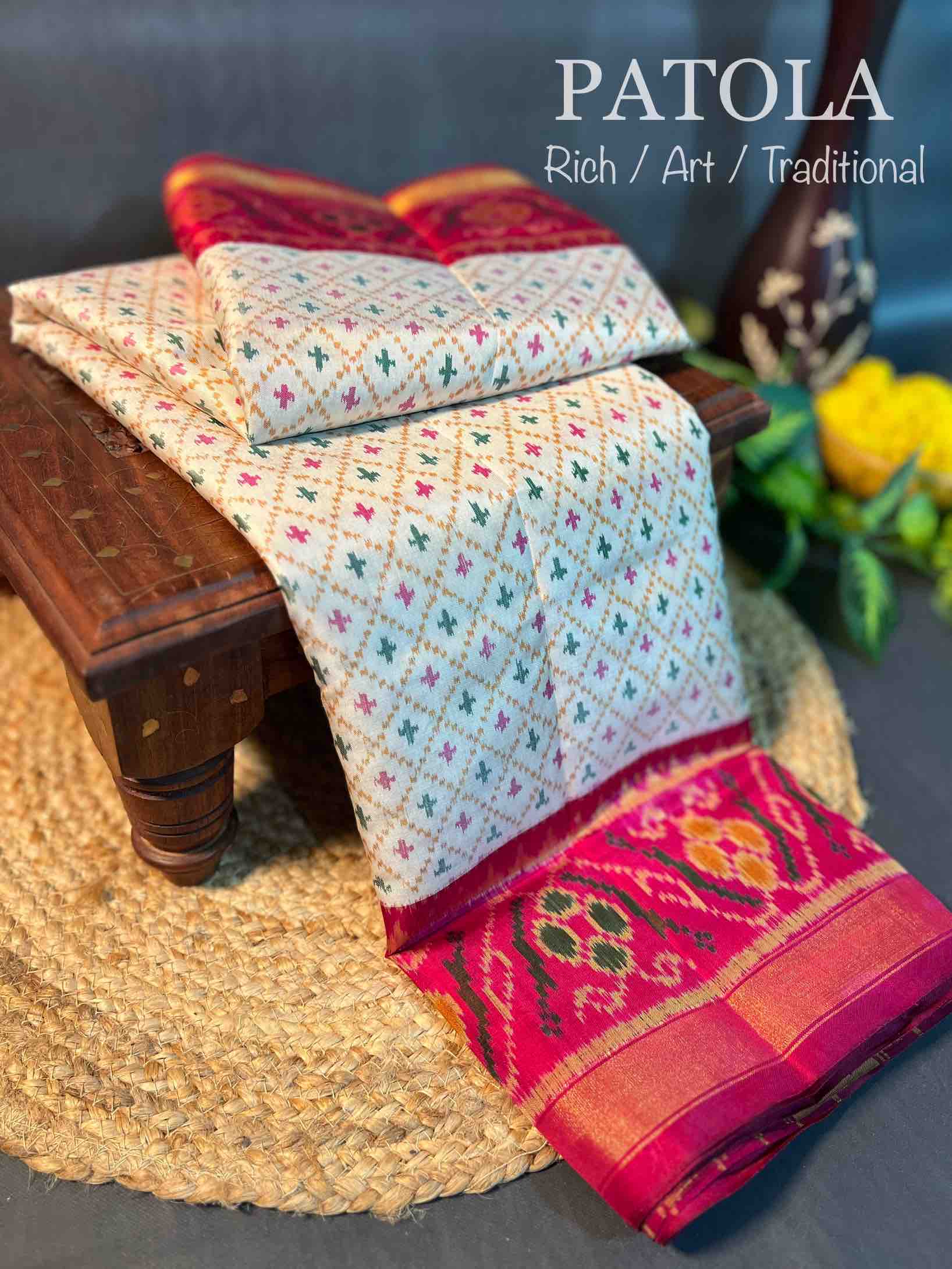 Handwoven Patola Silk Saree Traditional Daliya Bhat Main image