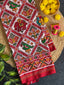 Handwoven Double Ikat Patola Silk Saree Adtala White