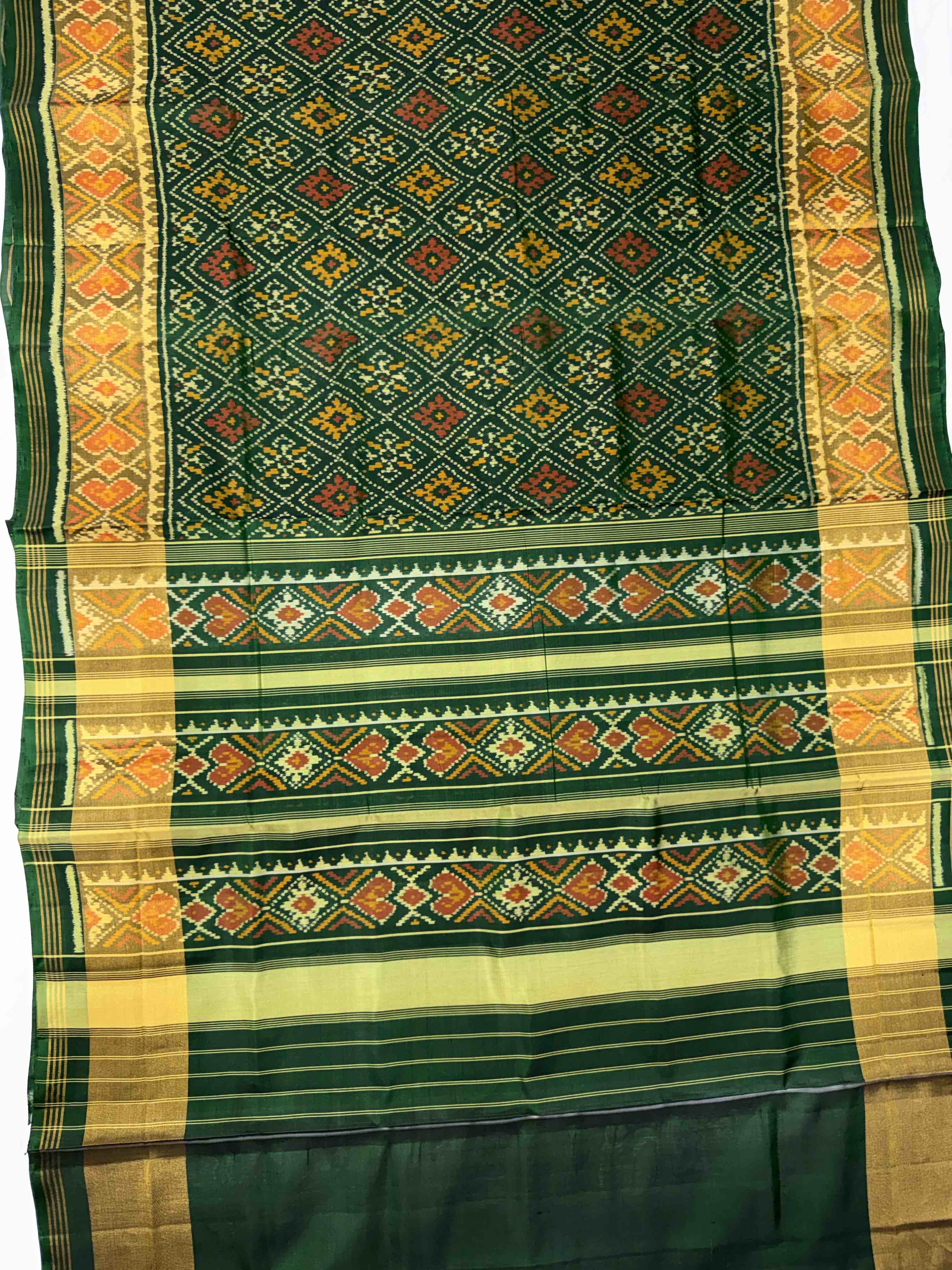 Green Panchanda Traditional Design Handwoven Patola Silk Saree