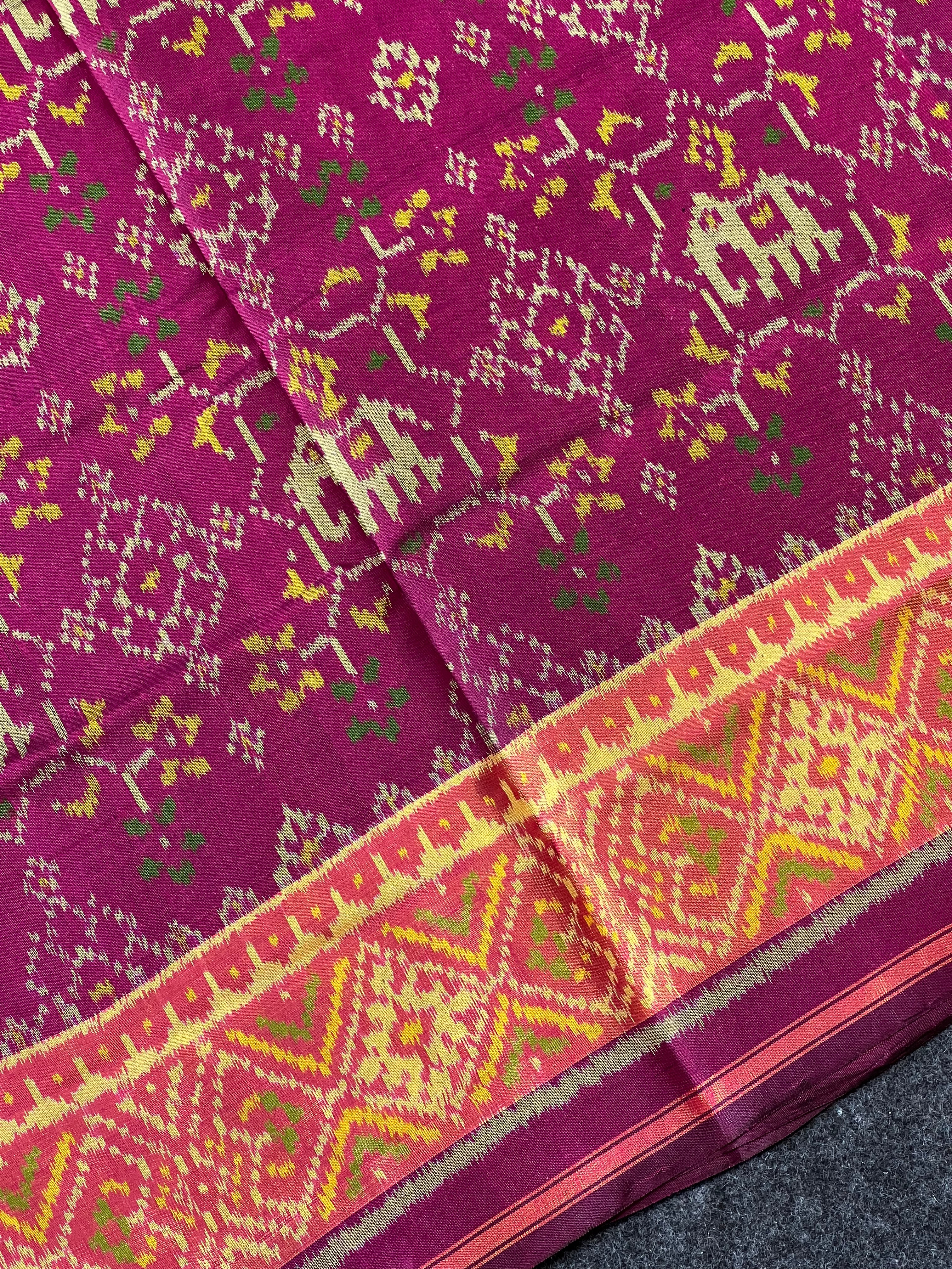 Navratna With Elephant Design Handwoven Patola Silk Saree
