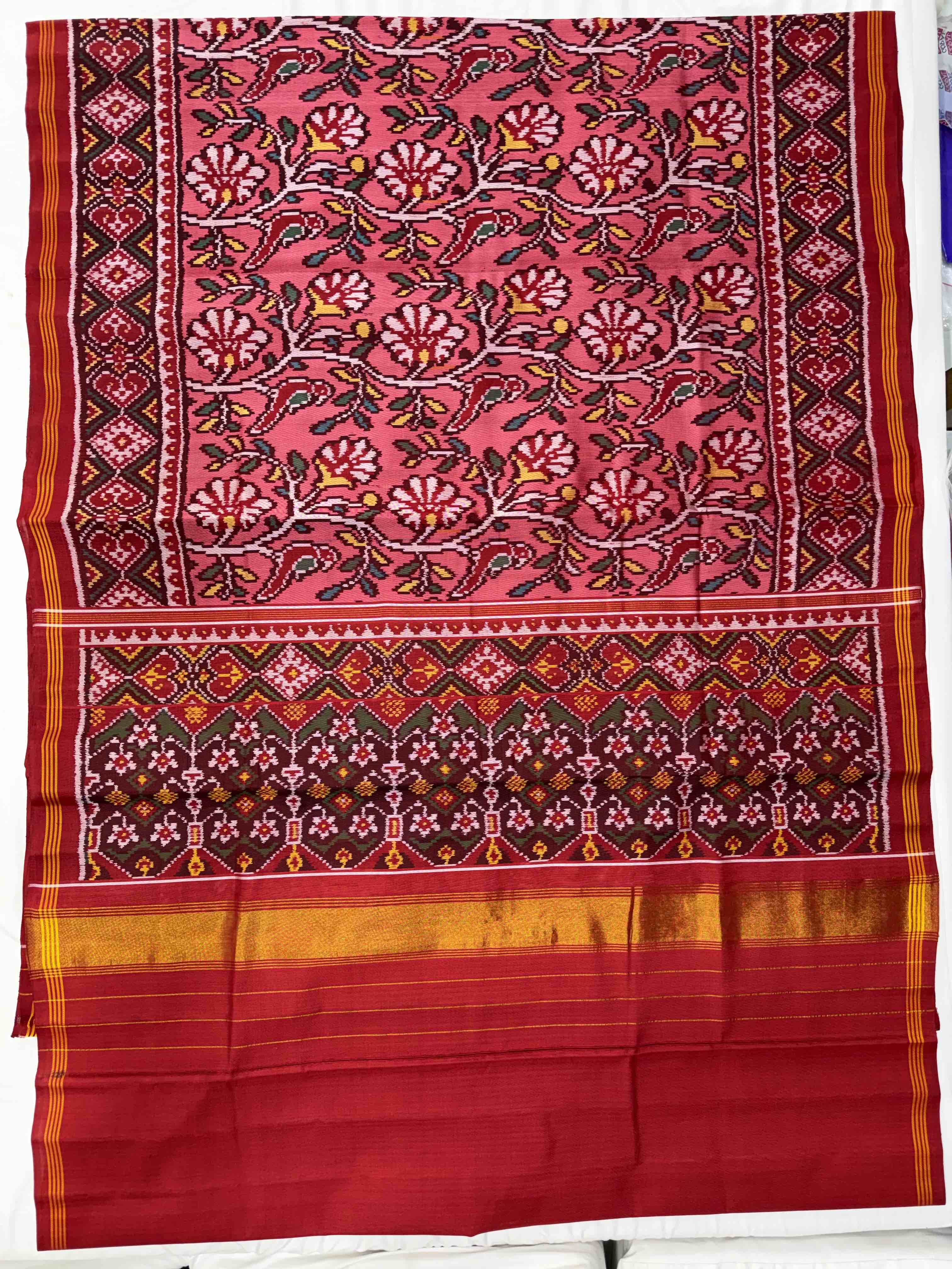 Flower Design Handwoven Patola Silk Saree Secondary image