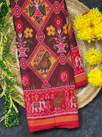 Elephant Pallu With Motif Design Handwoven Patola Silk Saree