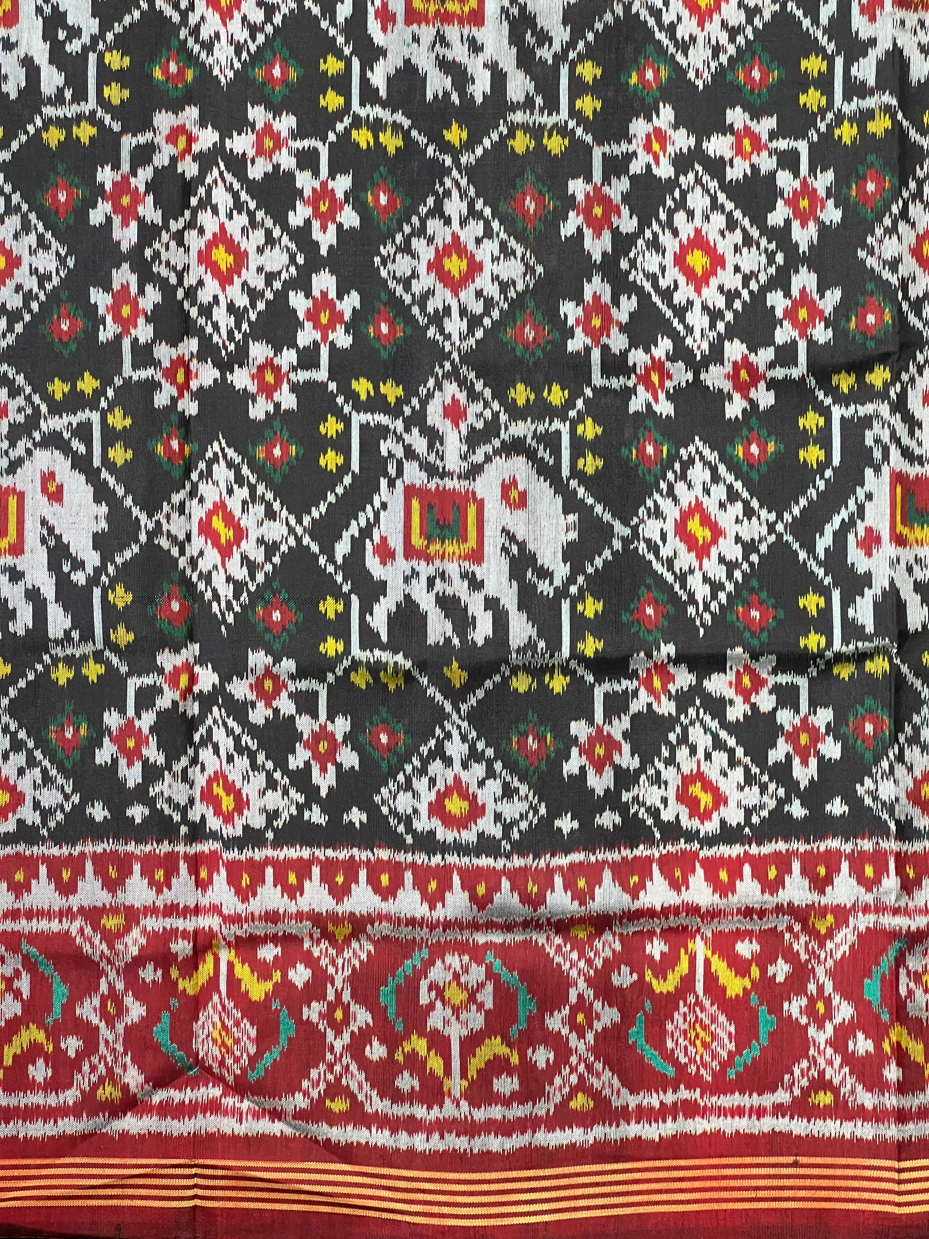 Fusion Design Black Handwoven Patola Silk Saree