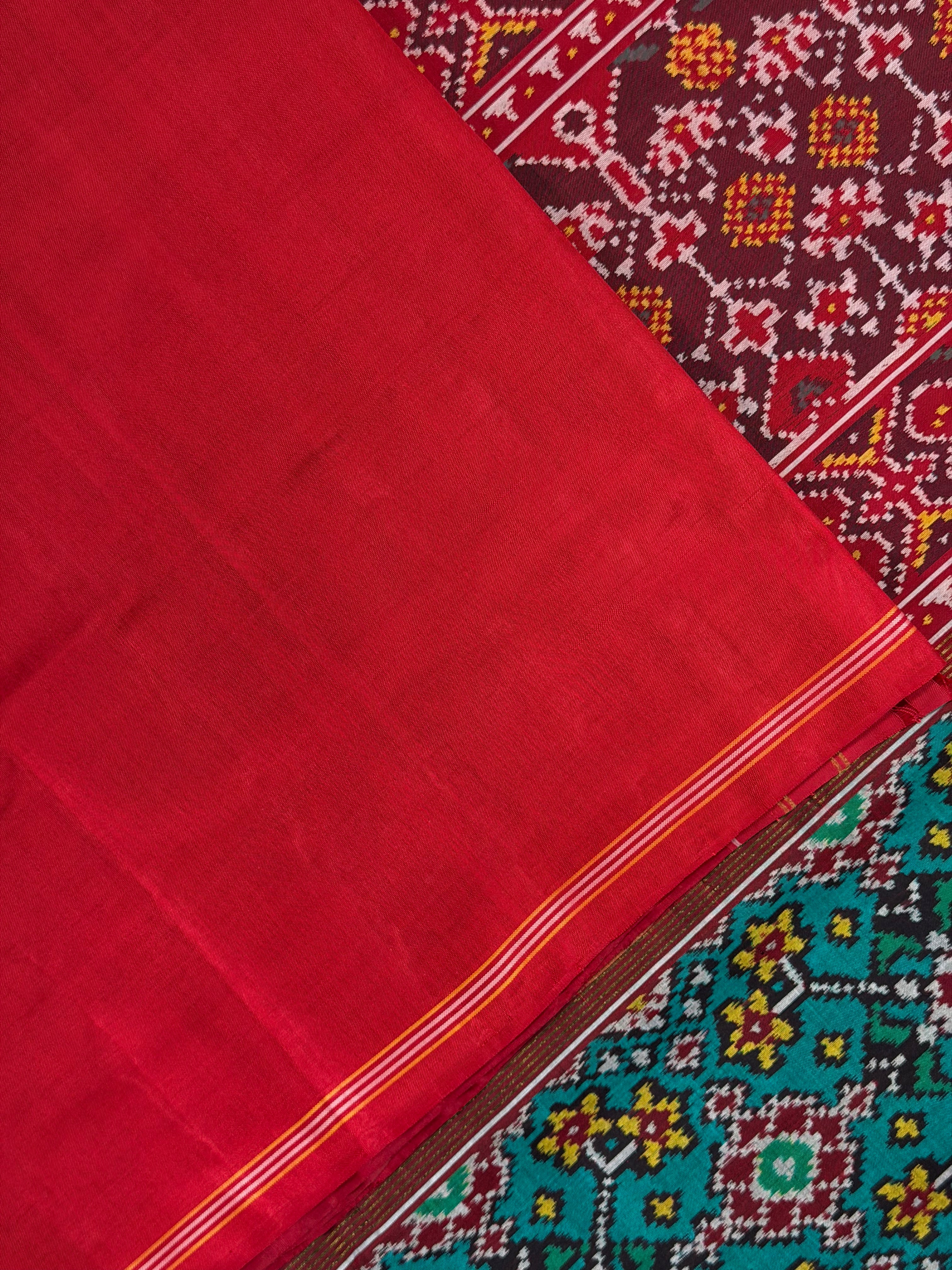 RamaGreen Navratna Design Handwoven Patola Silk Saree