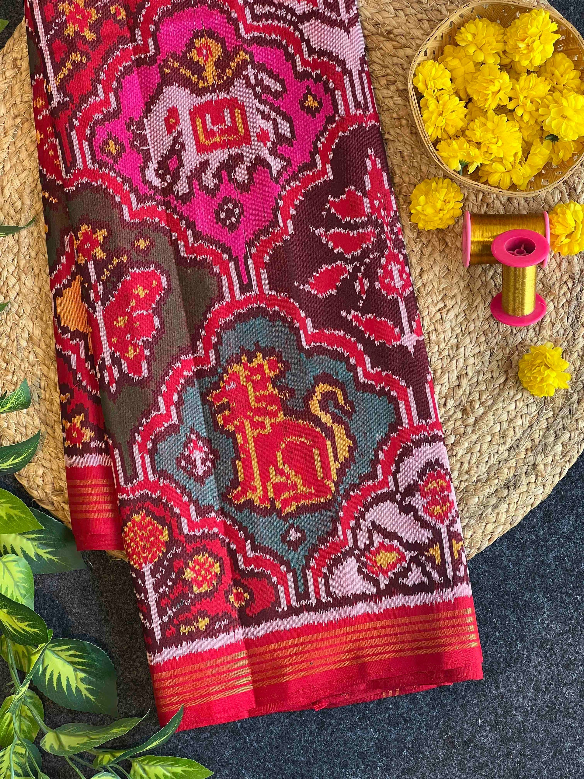 Big Motifs Design Handwoven Patola Silk Saree Main image