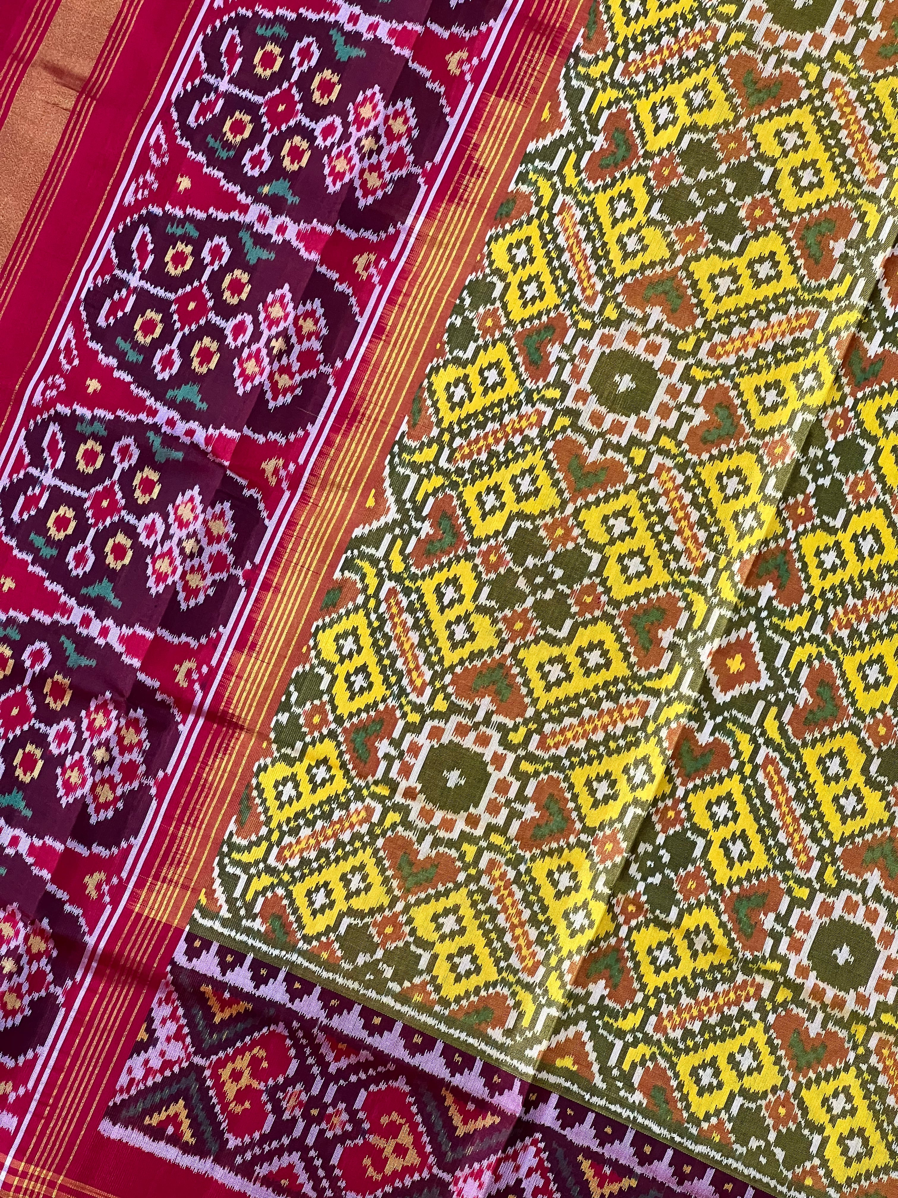 Yellow Manekchowk Design Handwoven Patola Dupatta