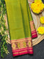 Parrot Green Gala Border Handwoven Patola Silk Saree