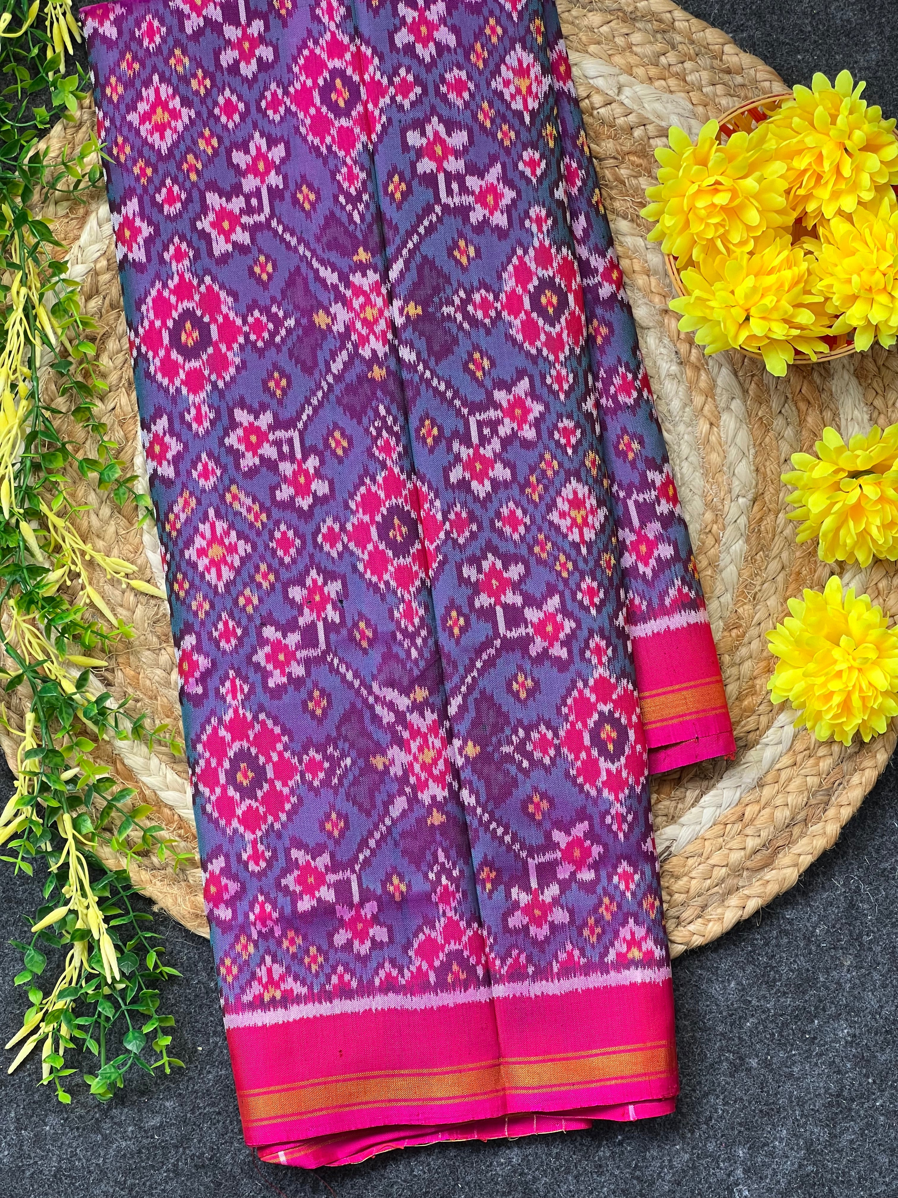 Navratna Traditional Design Handwoven Patola Silk Saree