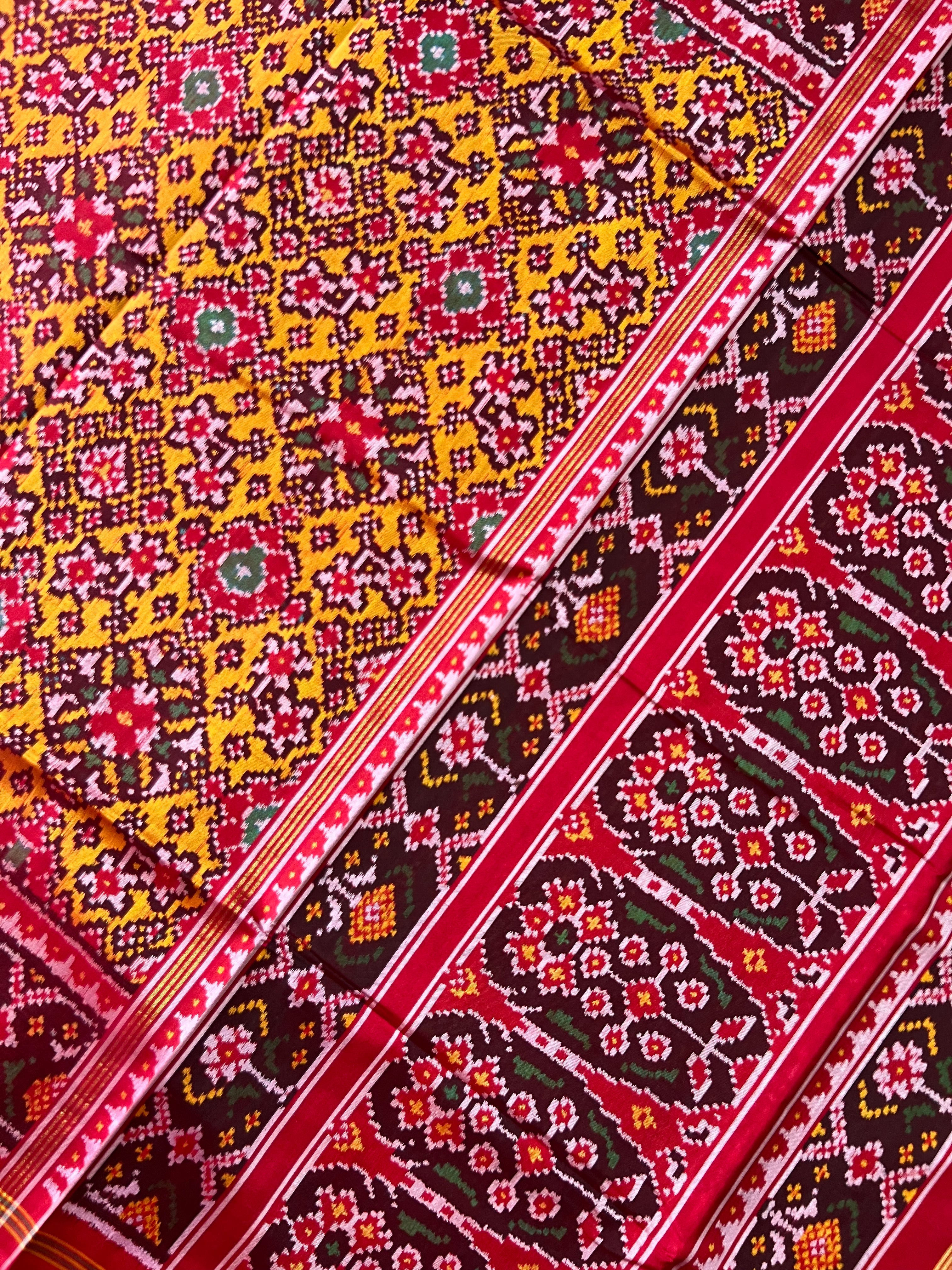 Navratna Traditional Handwoven Patola Silk Saree