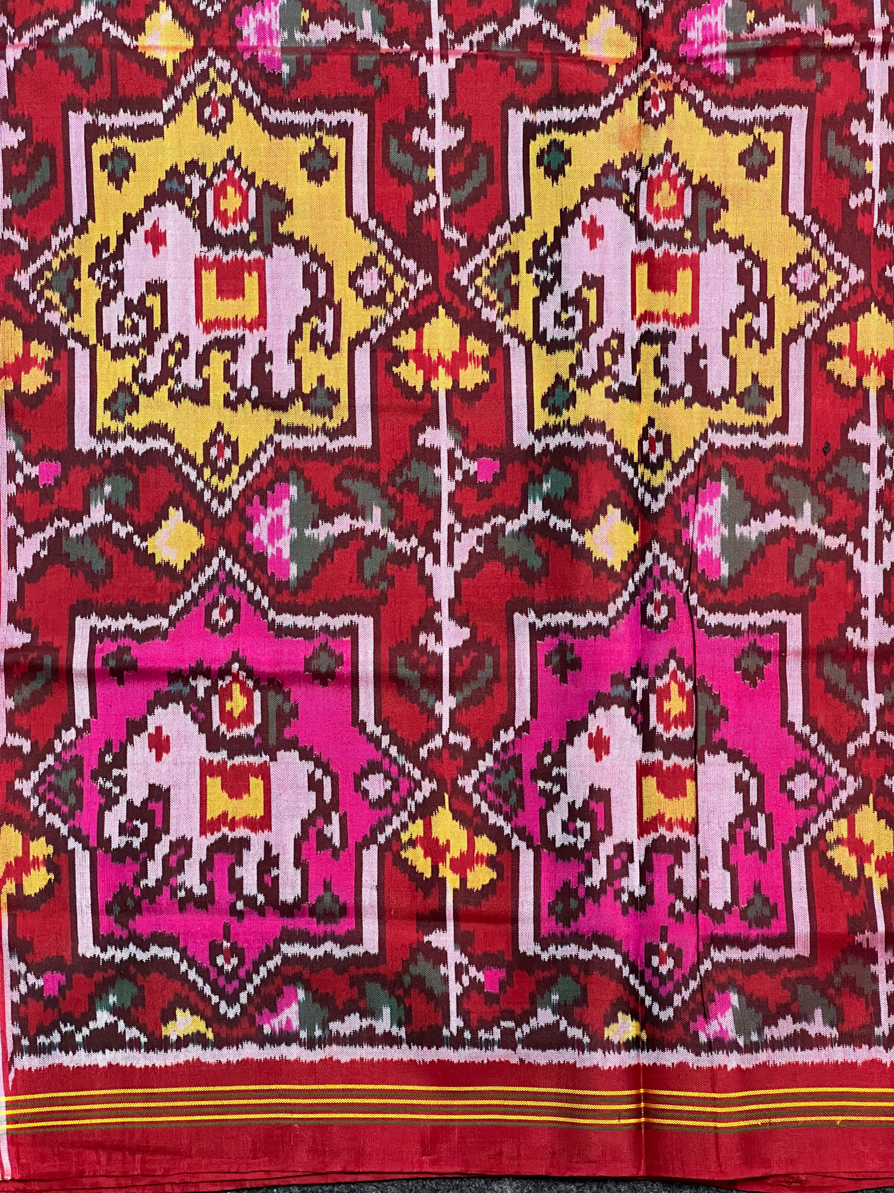 Multi Color Elephant Design Handwoven Patola Silk Saree