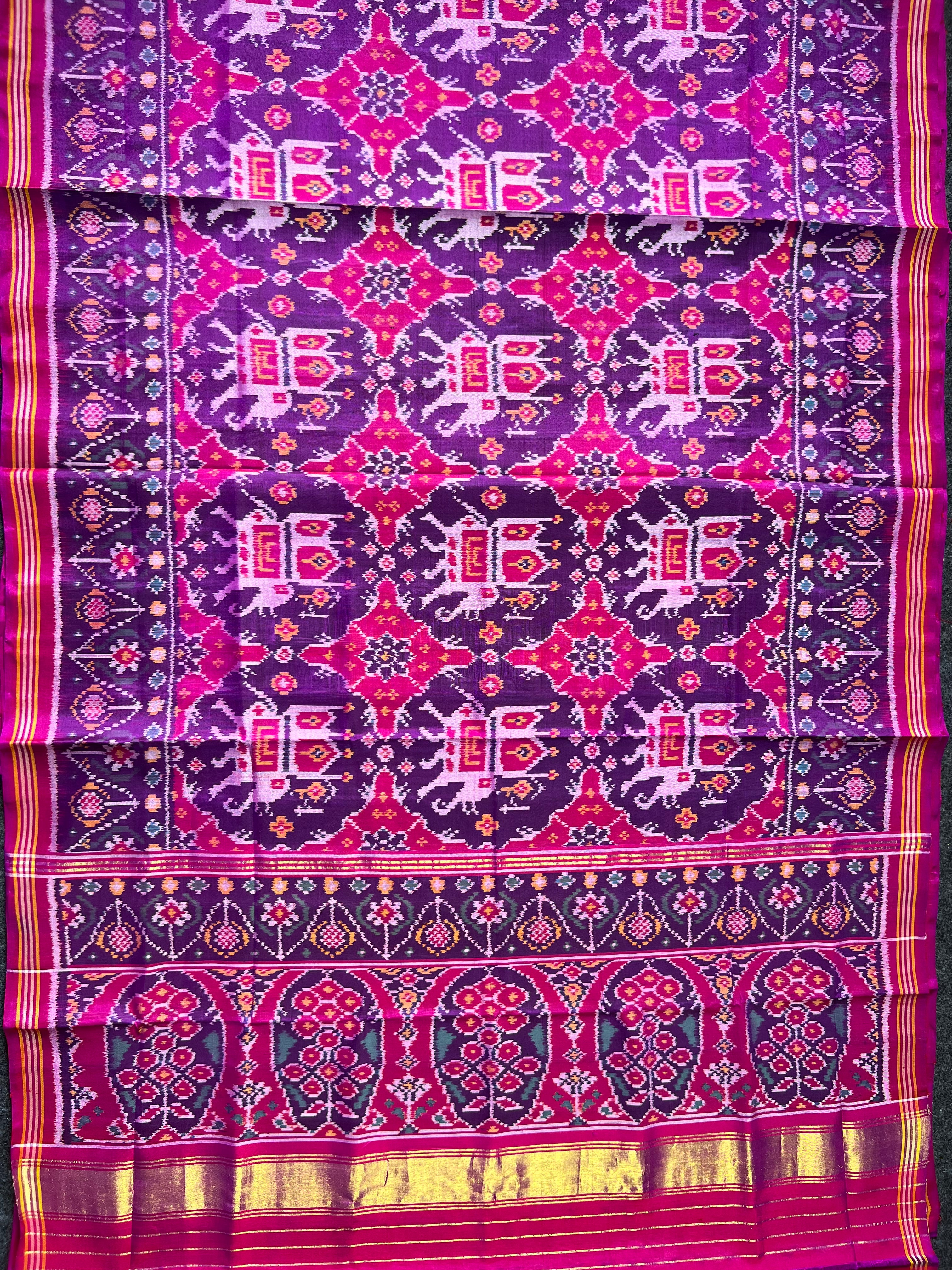 Elephant Design Handwoven Patola Silk Saree