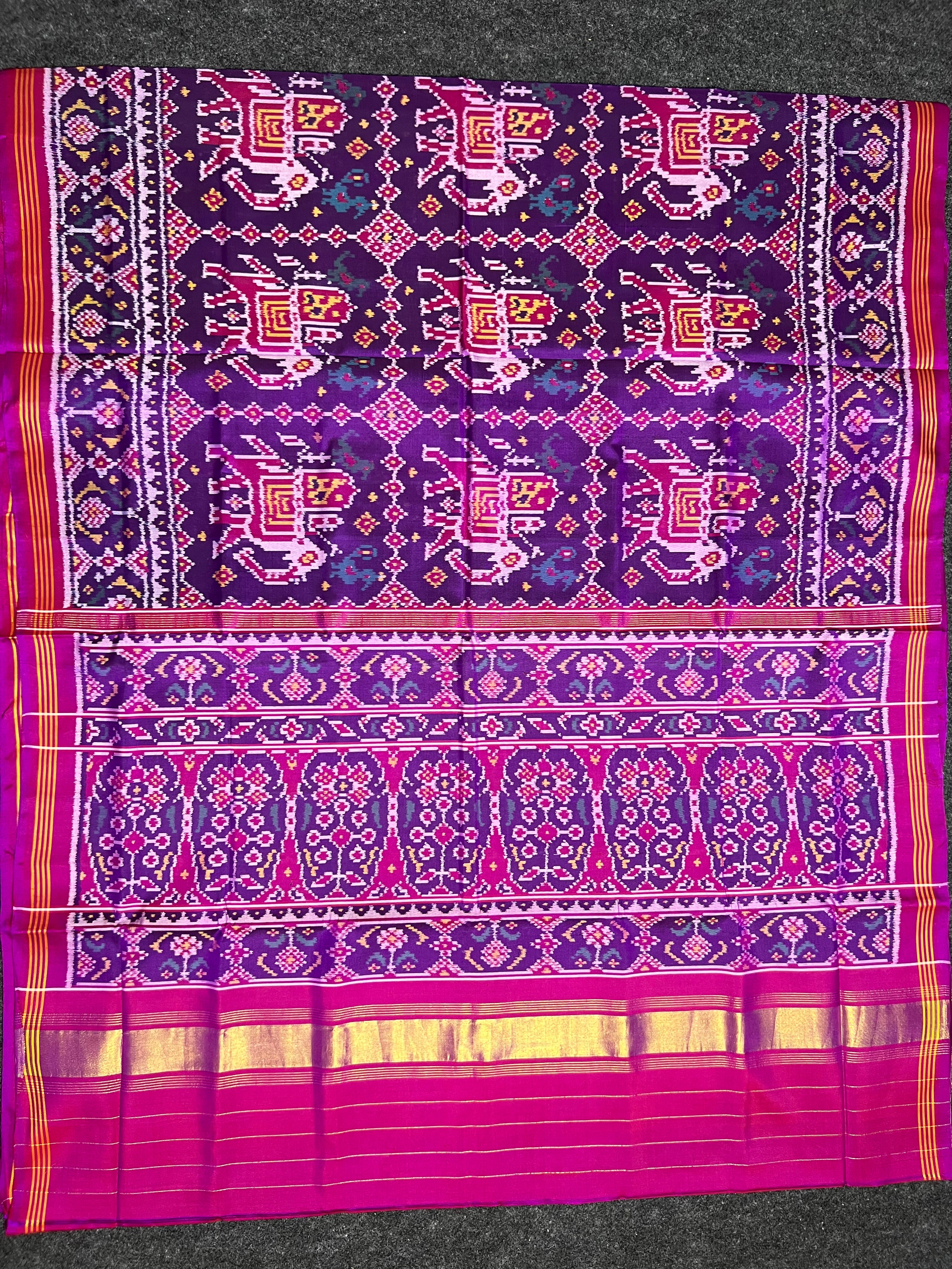 Elephant Motif Design Handwoven Patola Silk Saree Secondary image