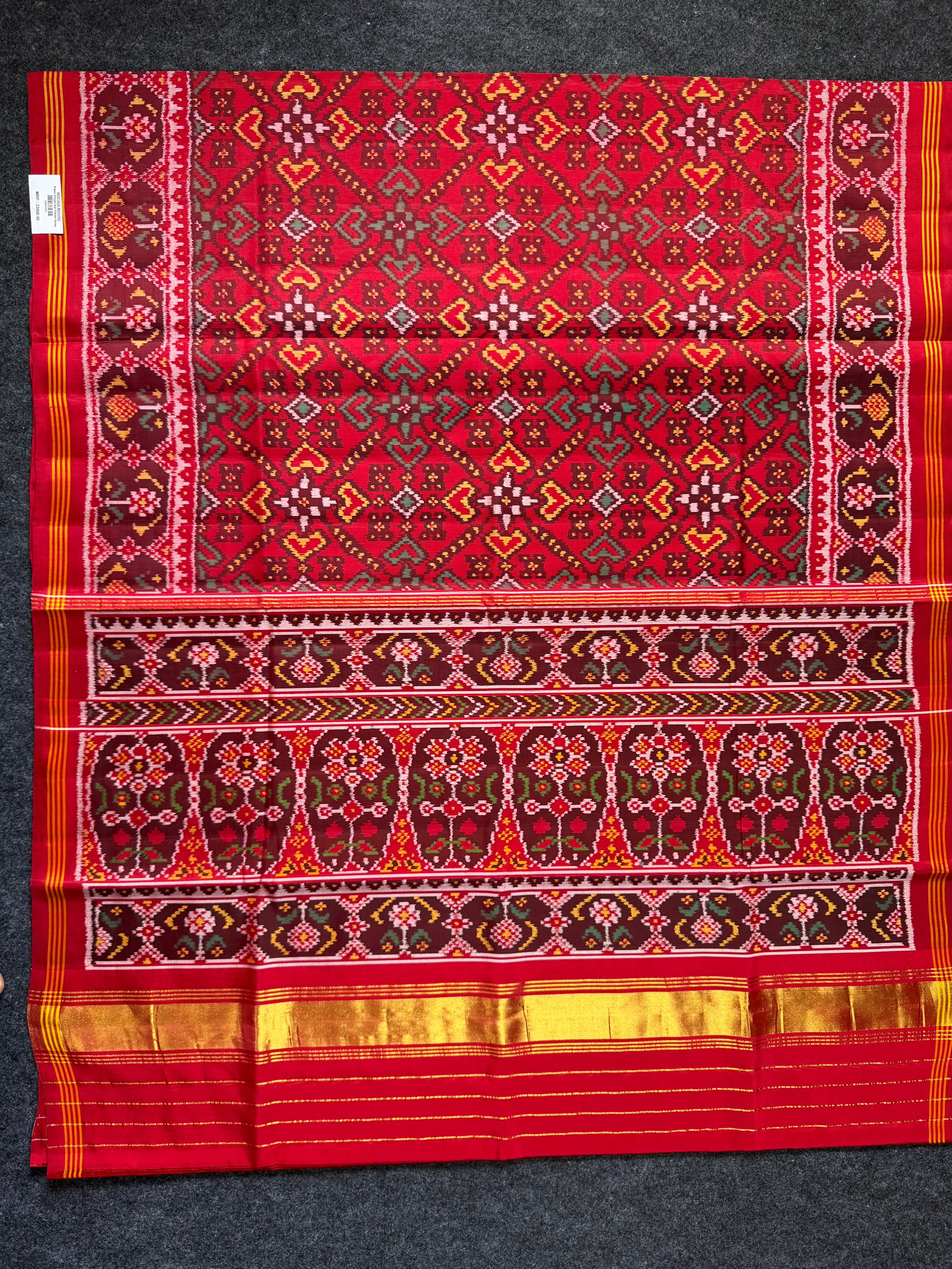 Red Color Traditional Design Handwoven Patola Silk Saree