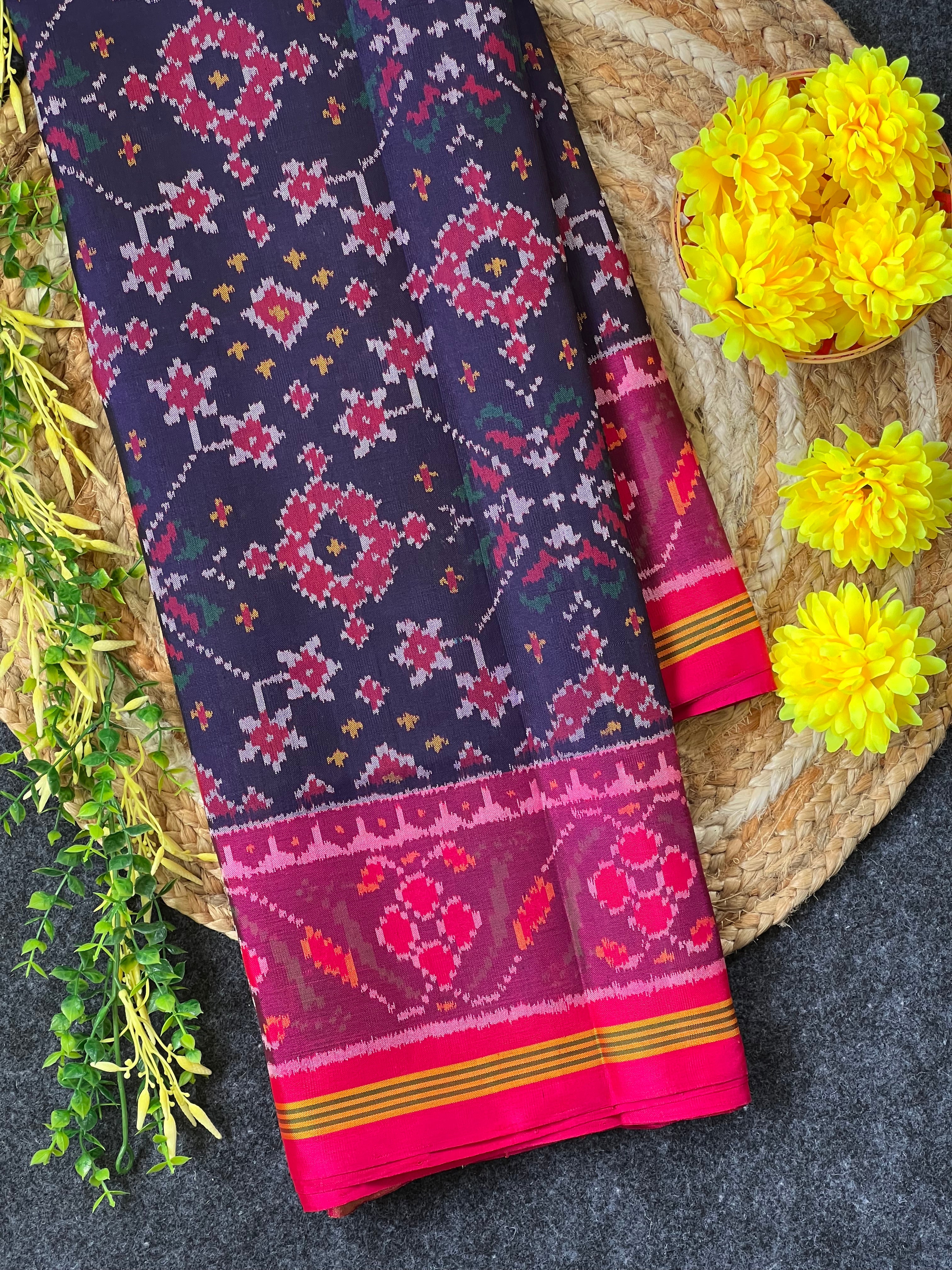 Navratna Traditional Design Handwoven Patola Silk Saree