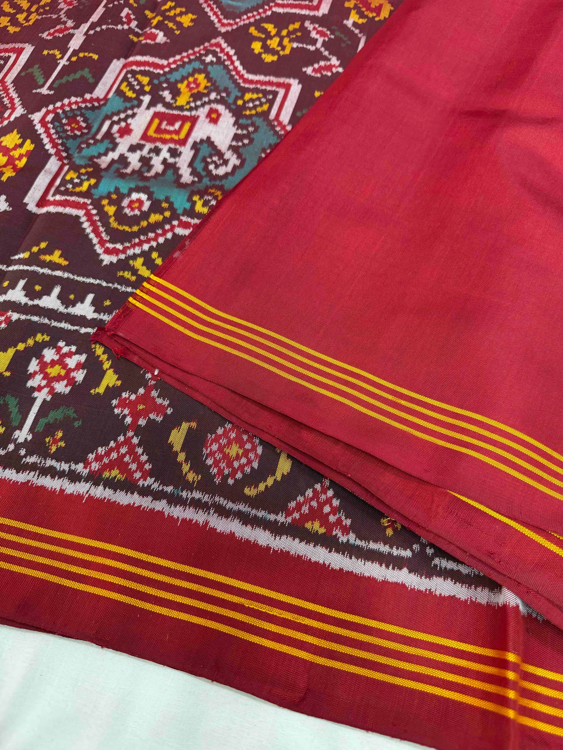 Motif In the Star Design Handwoven Patola Silk Saree