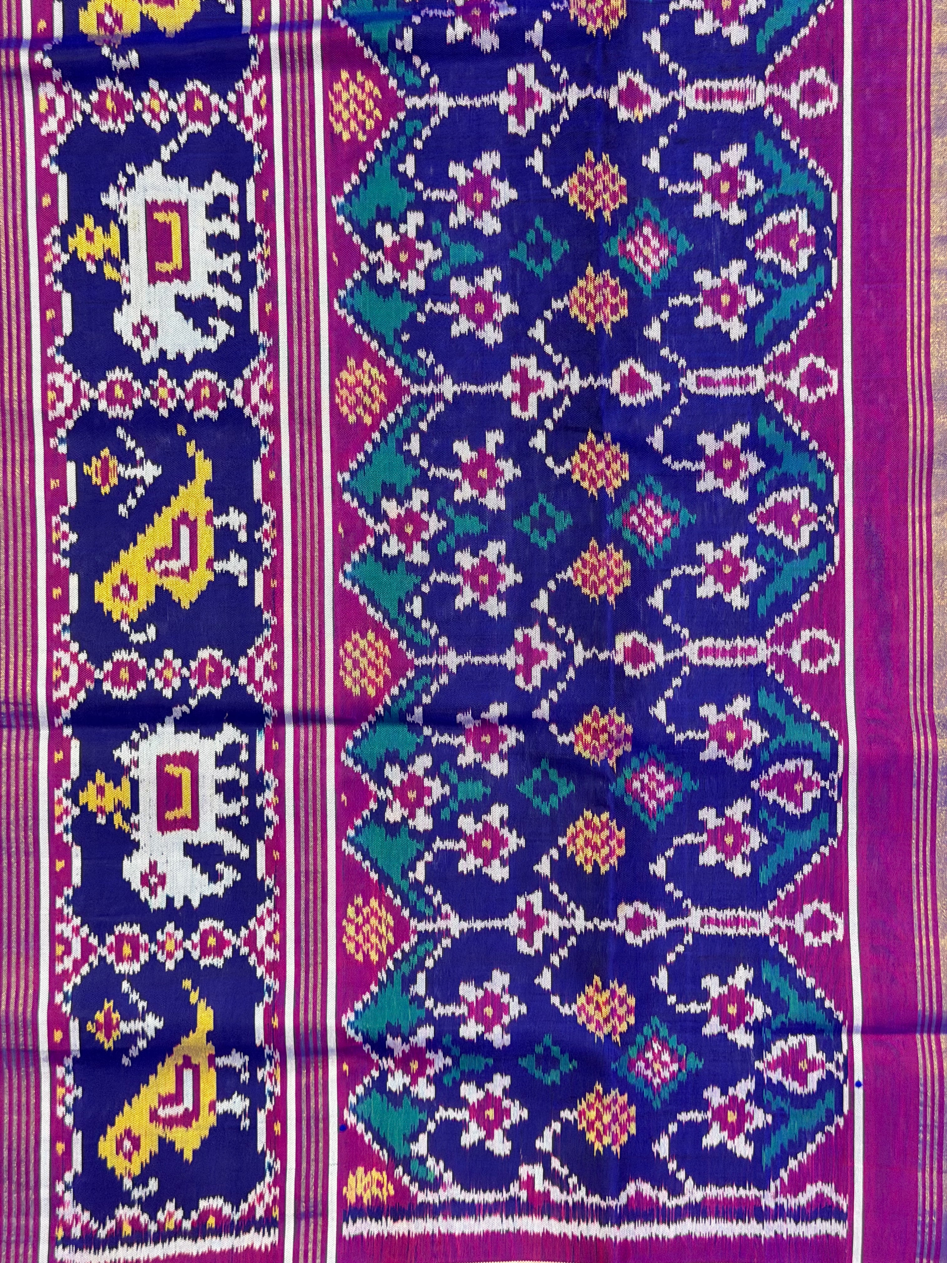 Blue Panchanda Traditional Design Handwoven Patola Silk Saree