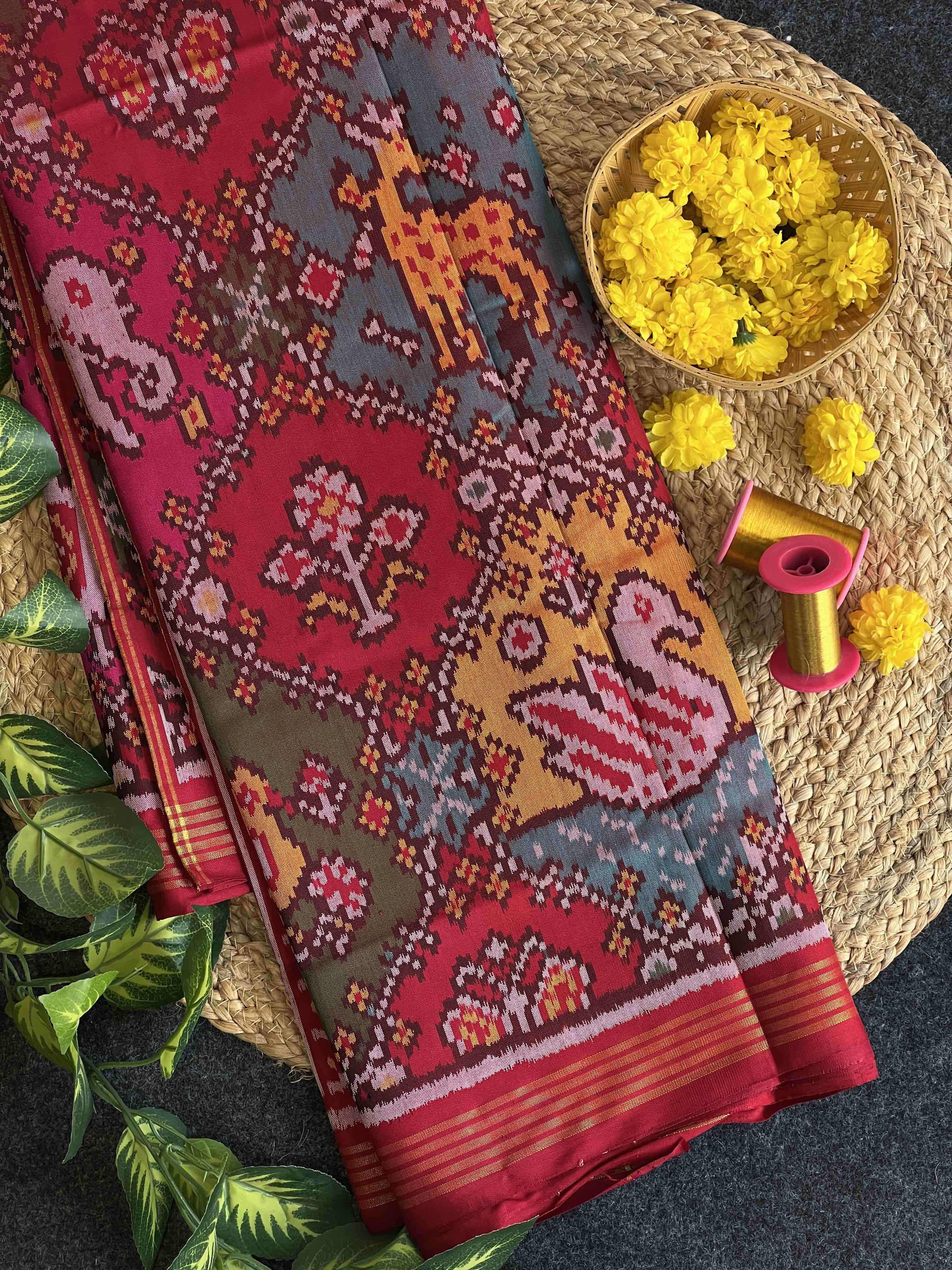 Multicolor With Motifs Handwoven Patola Silk Saree