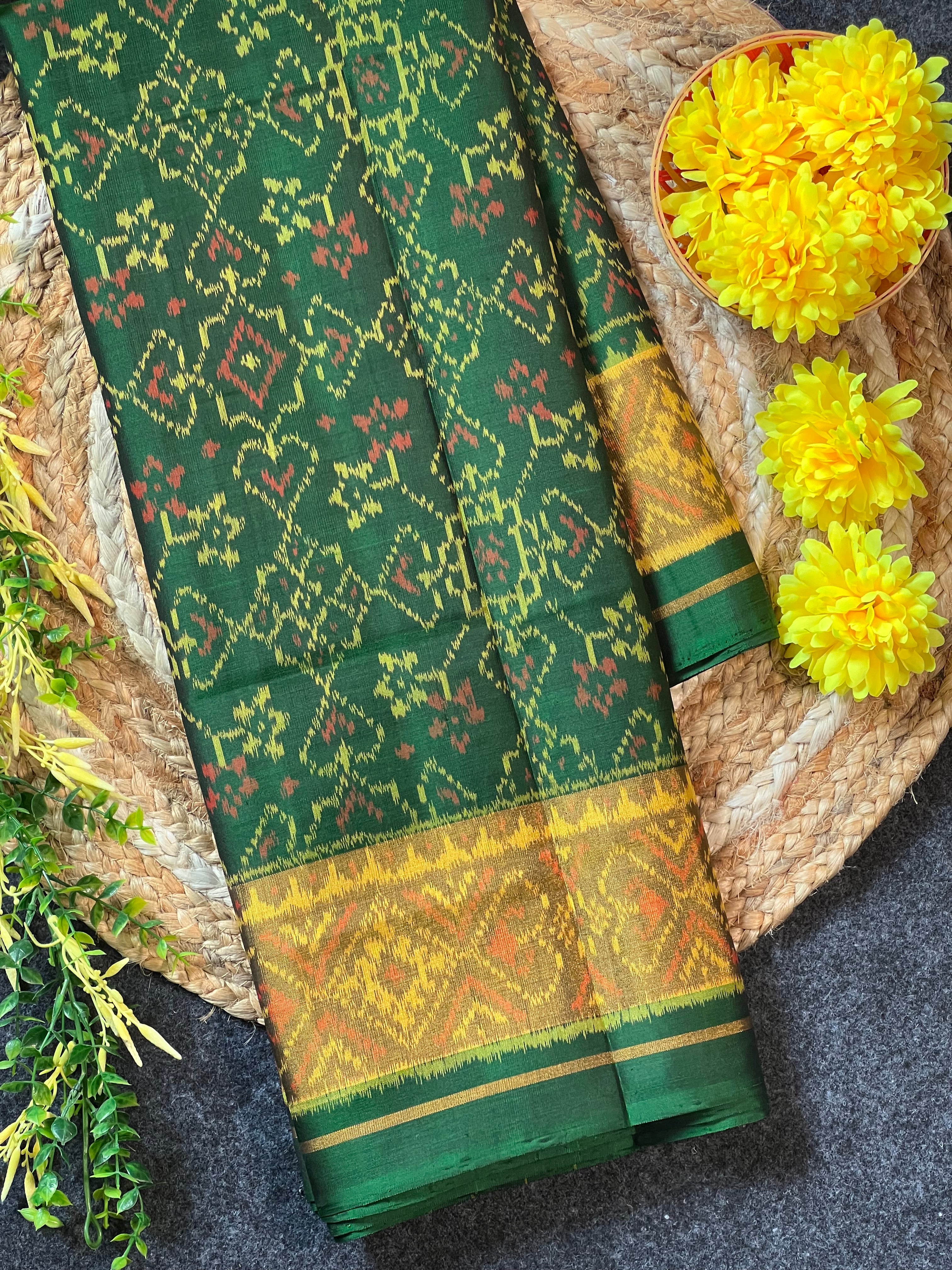 Navratna-Manekchowk Design Handwoven Patola Silk Saree