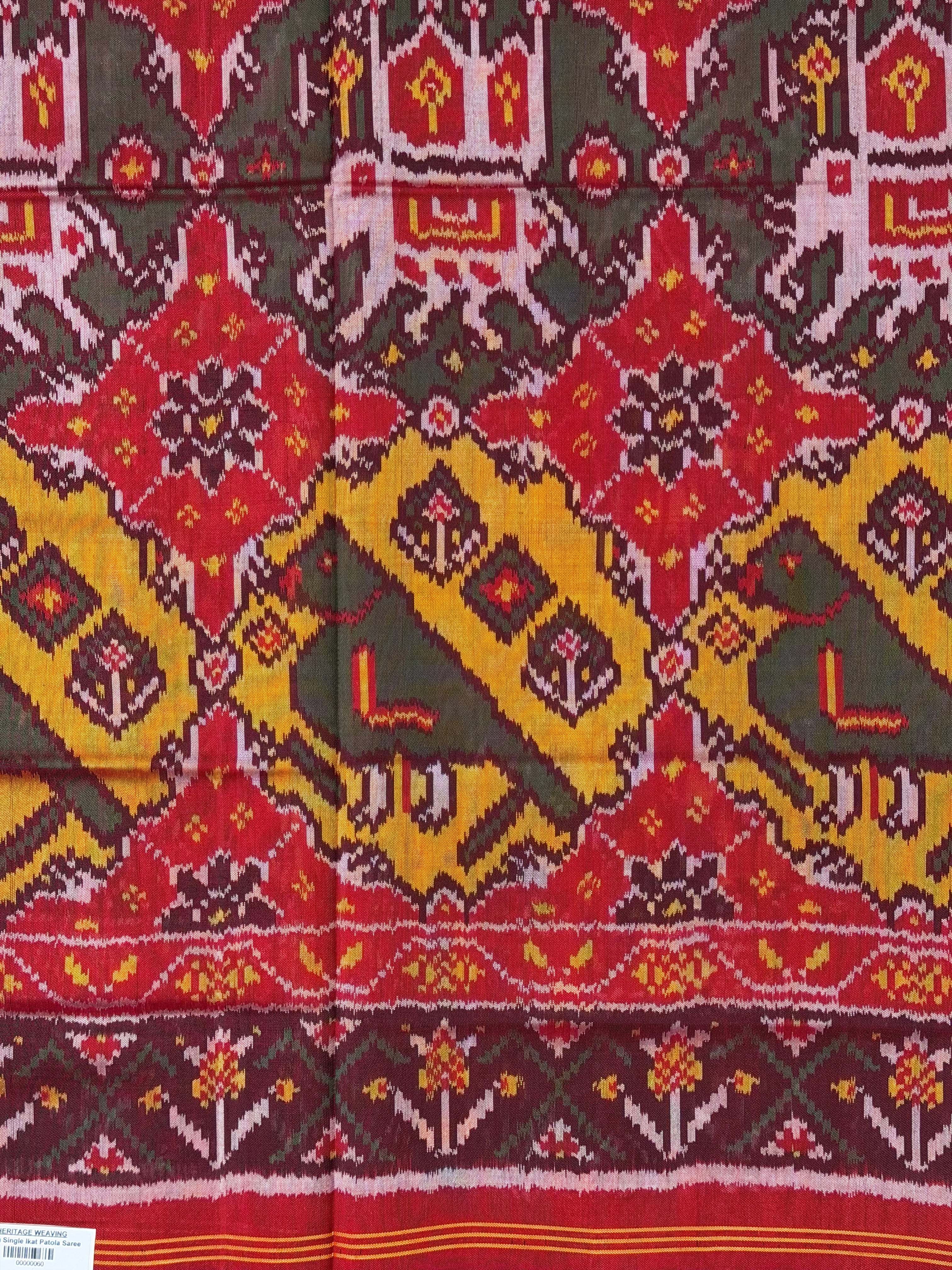 Handwoven Patola Silk Saree Elephant & Perrot Designer