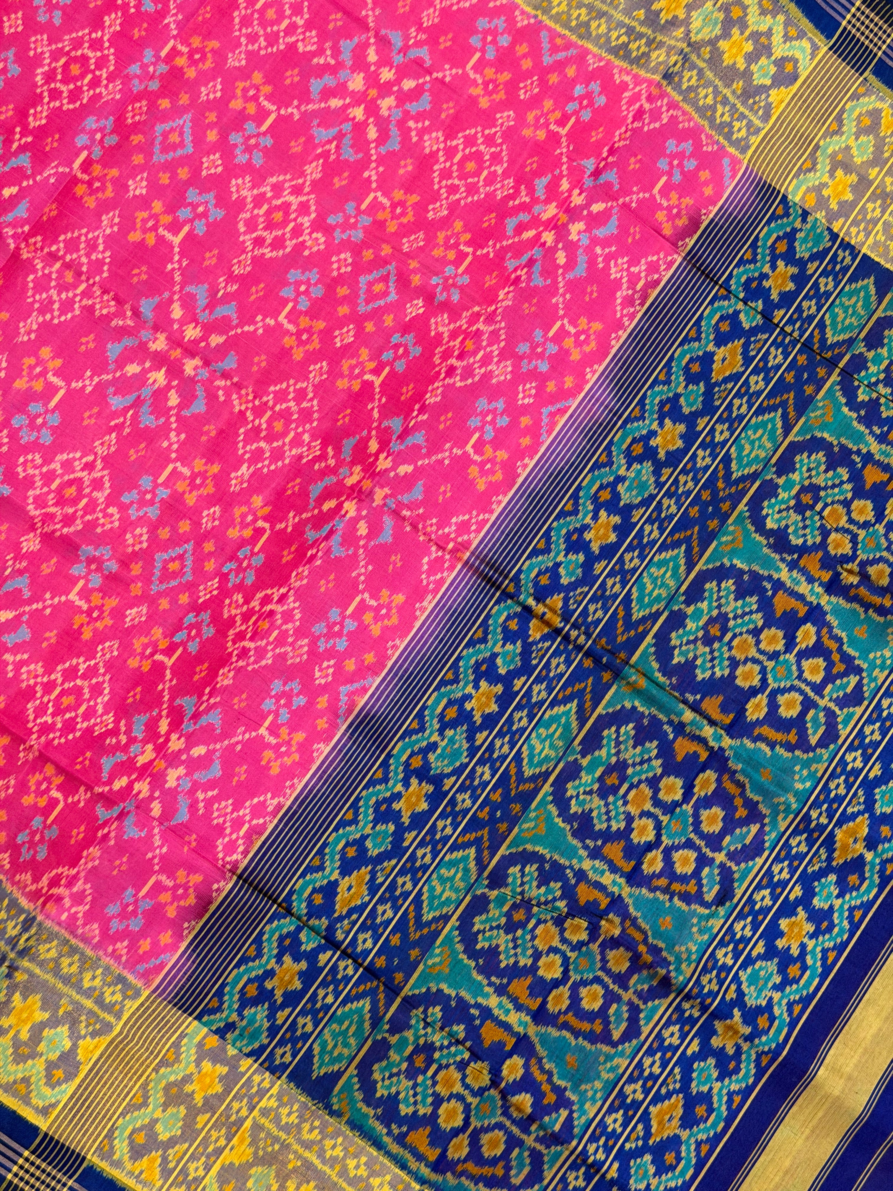 Baby Pink Navratna Design Handwoven Patola Silk Saree