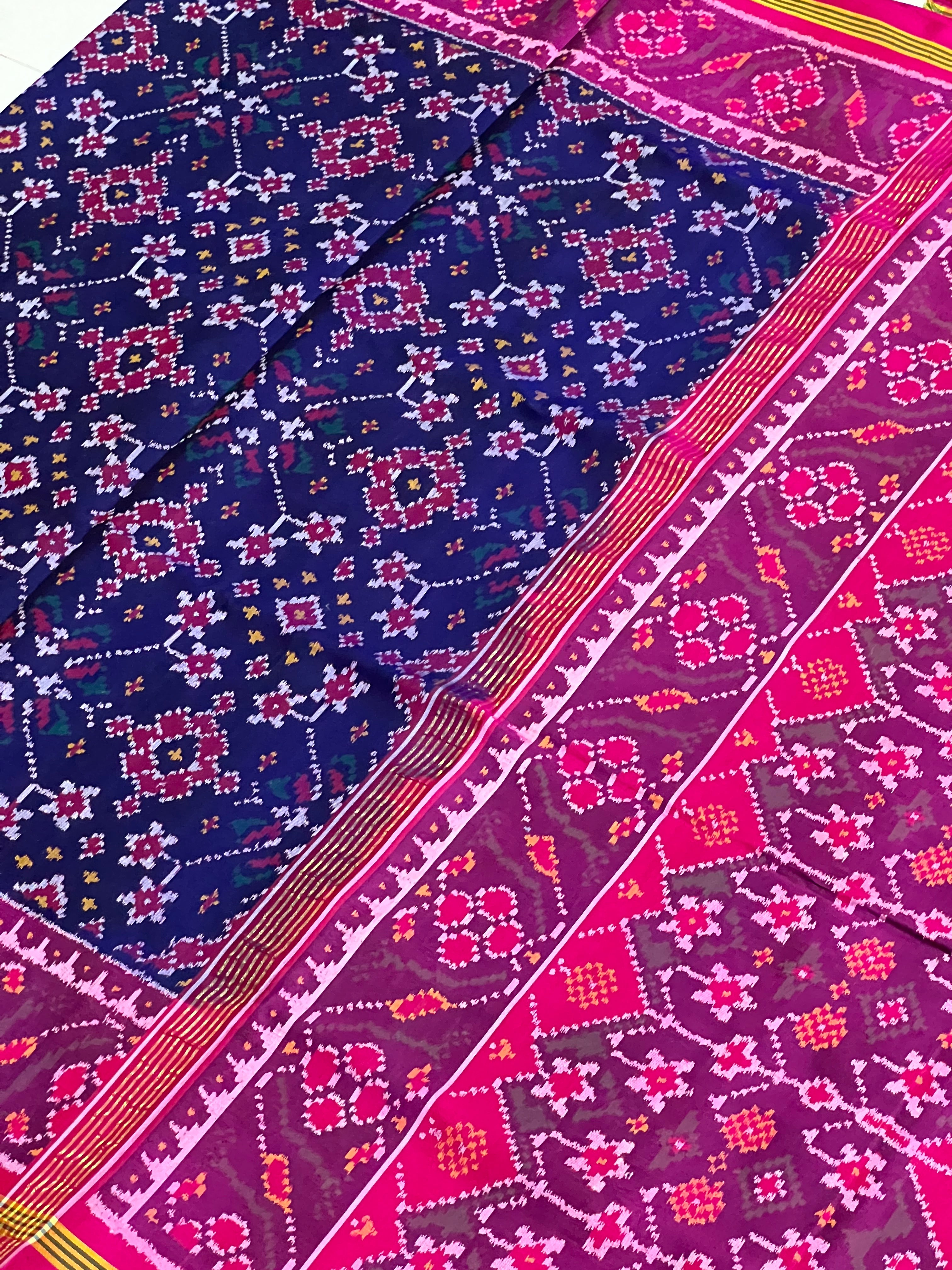 Navratna Traditional Design Handwoven Patola Silk Saree