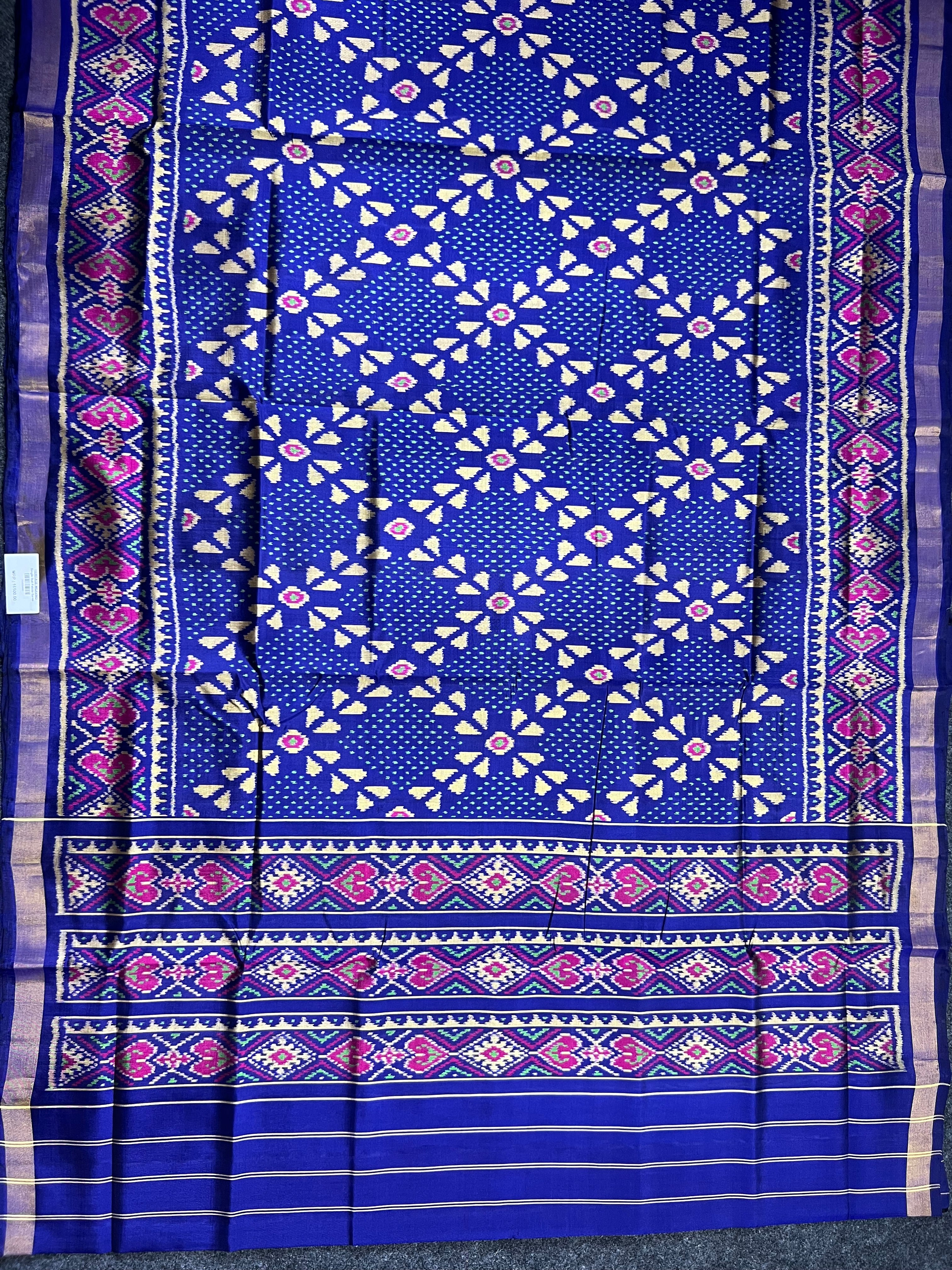 Blue Fancy Design Handwoven Patola Silk Saree Secondary image