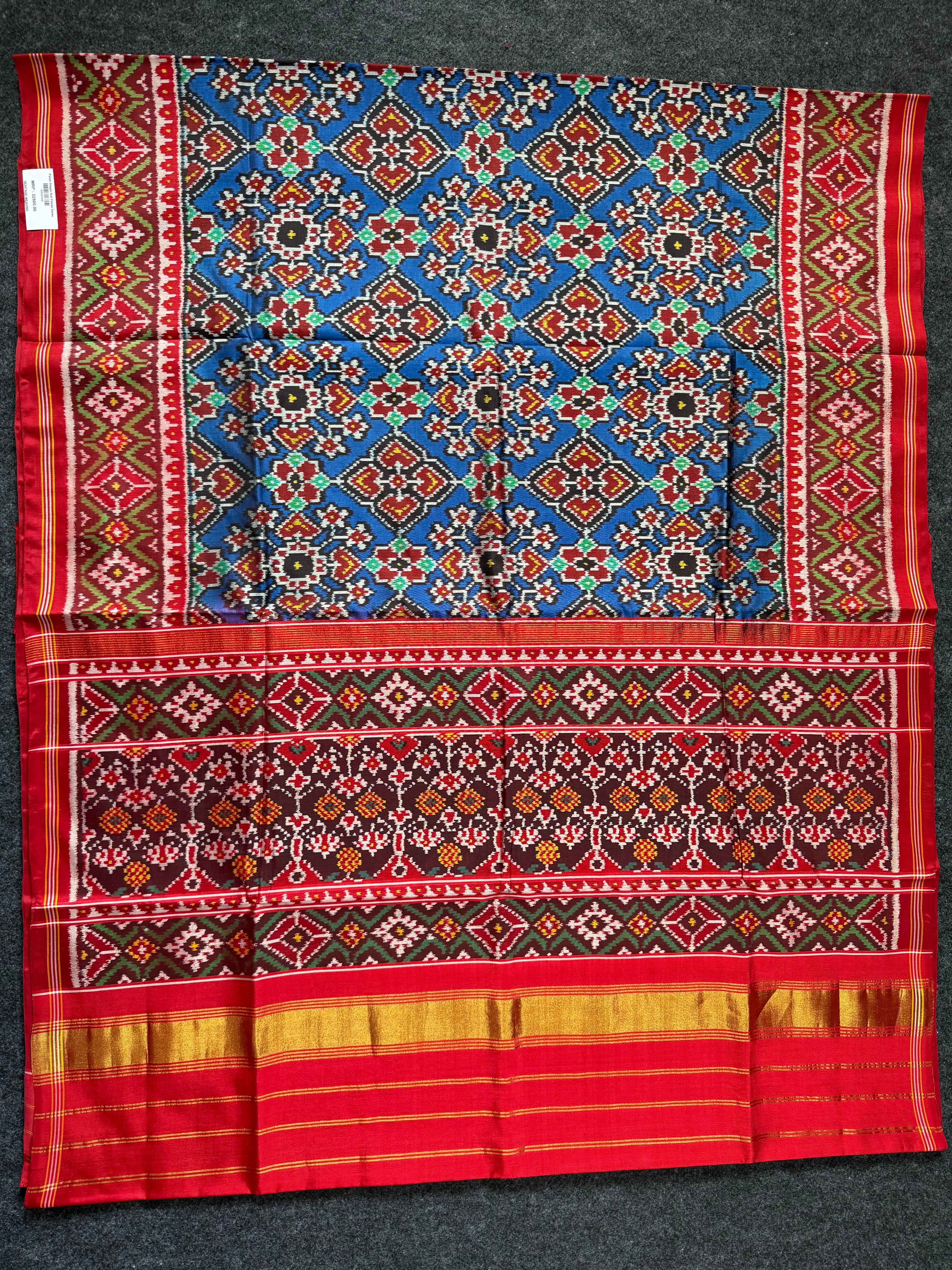 Navratna-Manekchowk Design Handwoven Patola Silk Saree