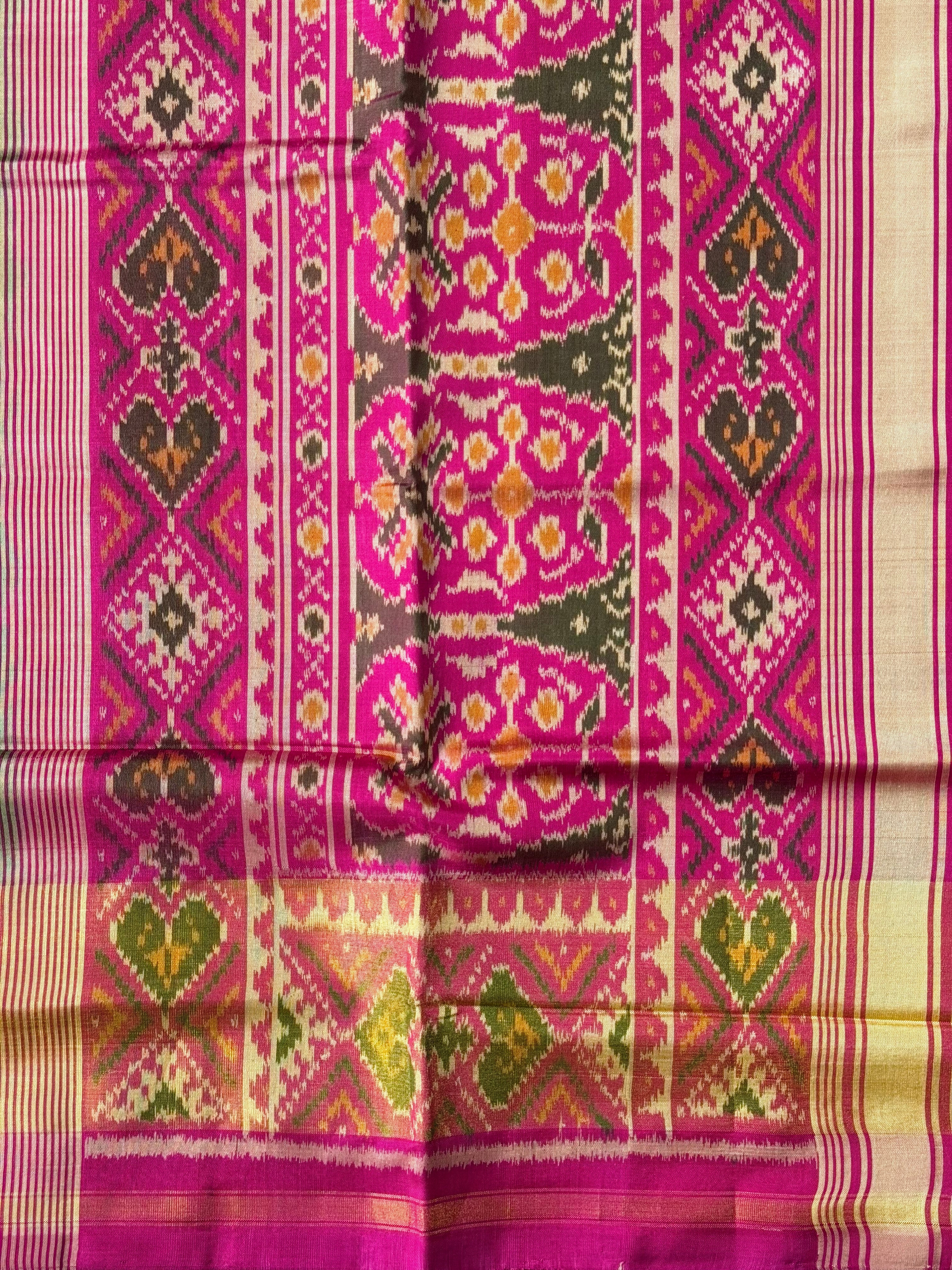 Green Fancy Design Handwoven Patola Silk Saree
