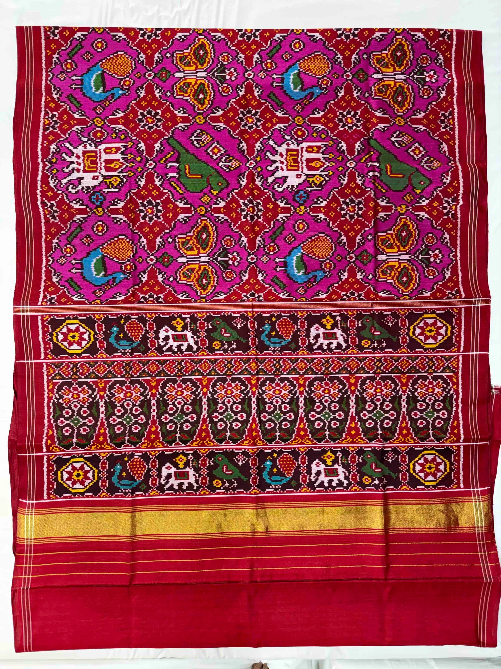 Pink Color Big Motif Design Handwoven Patola Silk Saree Secondary image