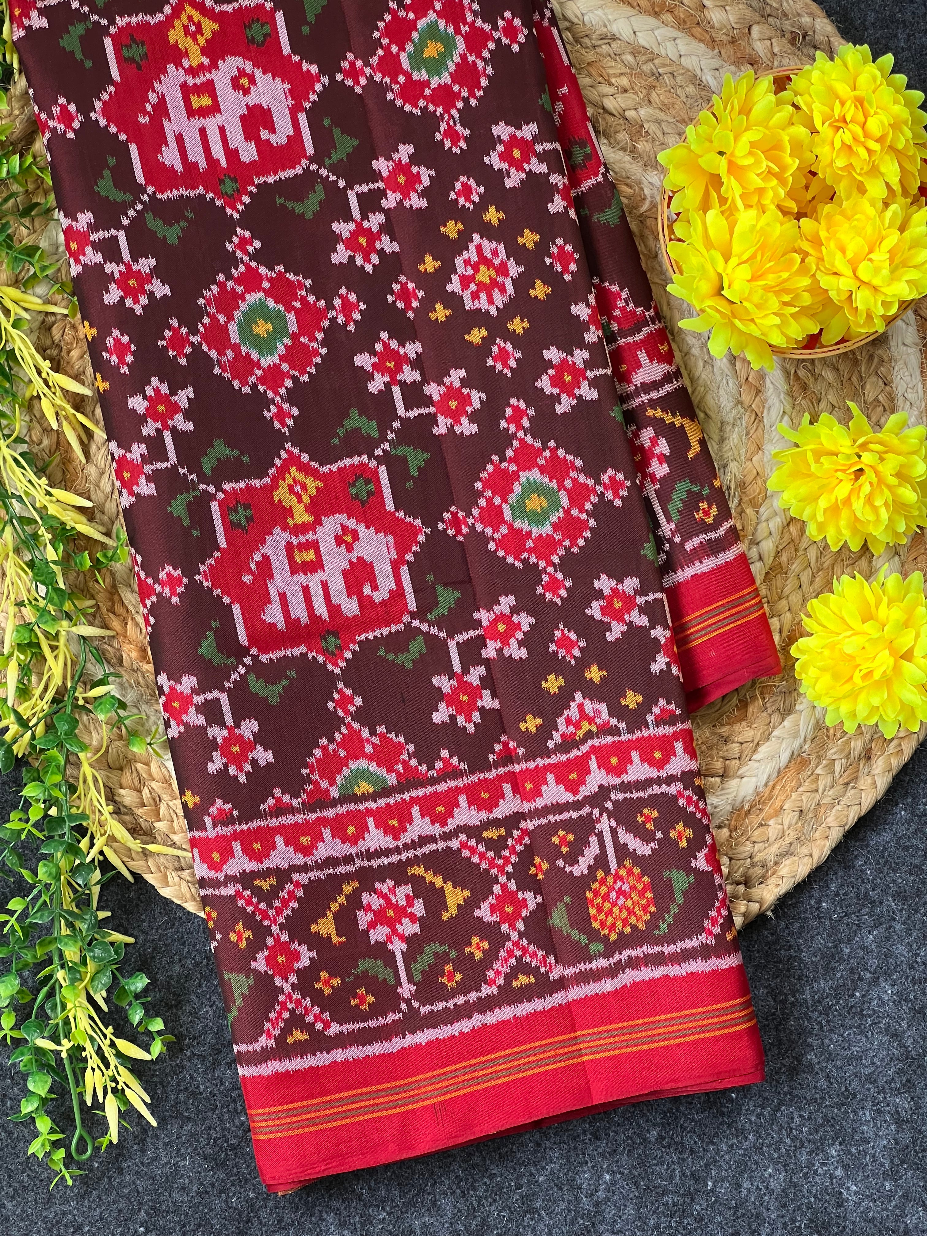 Elephant Design Handwoven Patola Silk Saree Main image