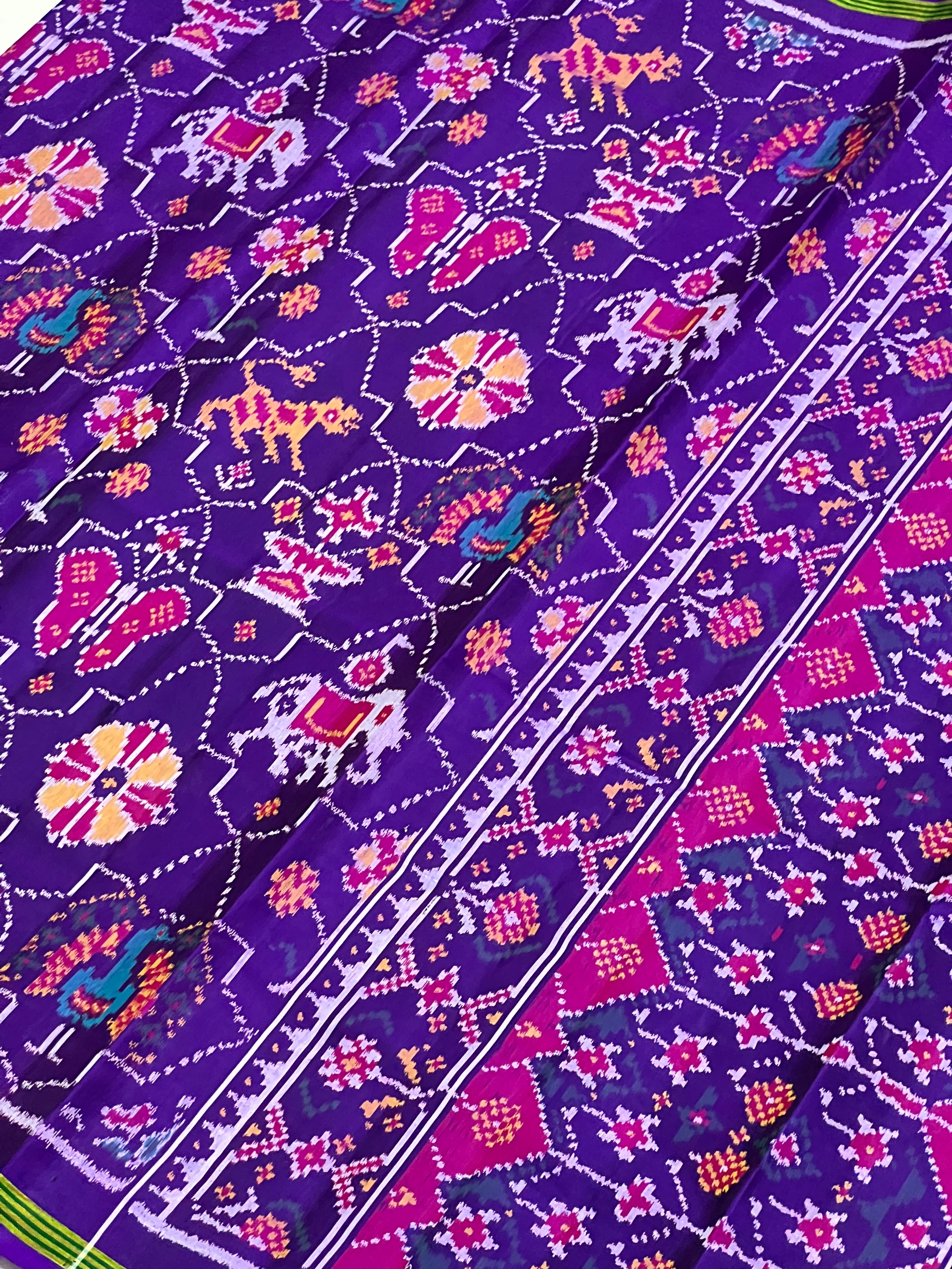 Six Motifs Design Handwoven Patola Silk Saree