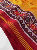Plain Gala Border With Designer Blouse Handwoven Patola Silk Saree