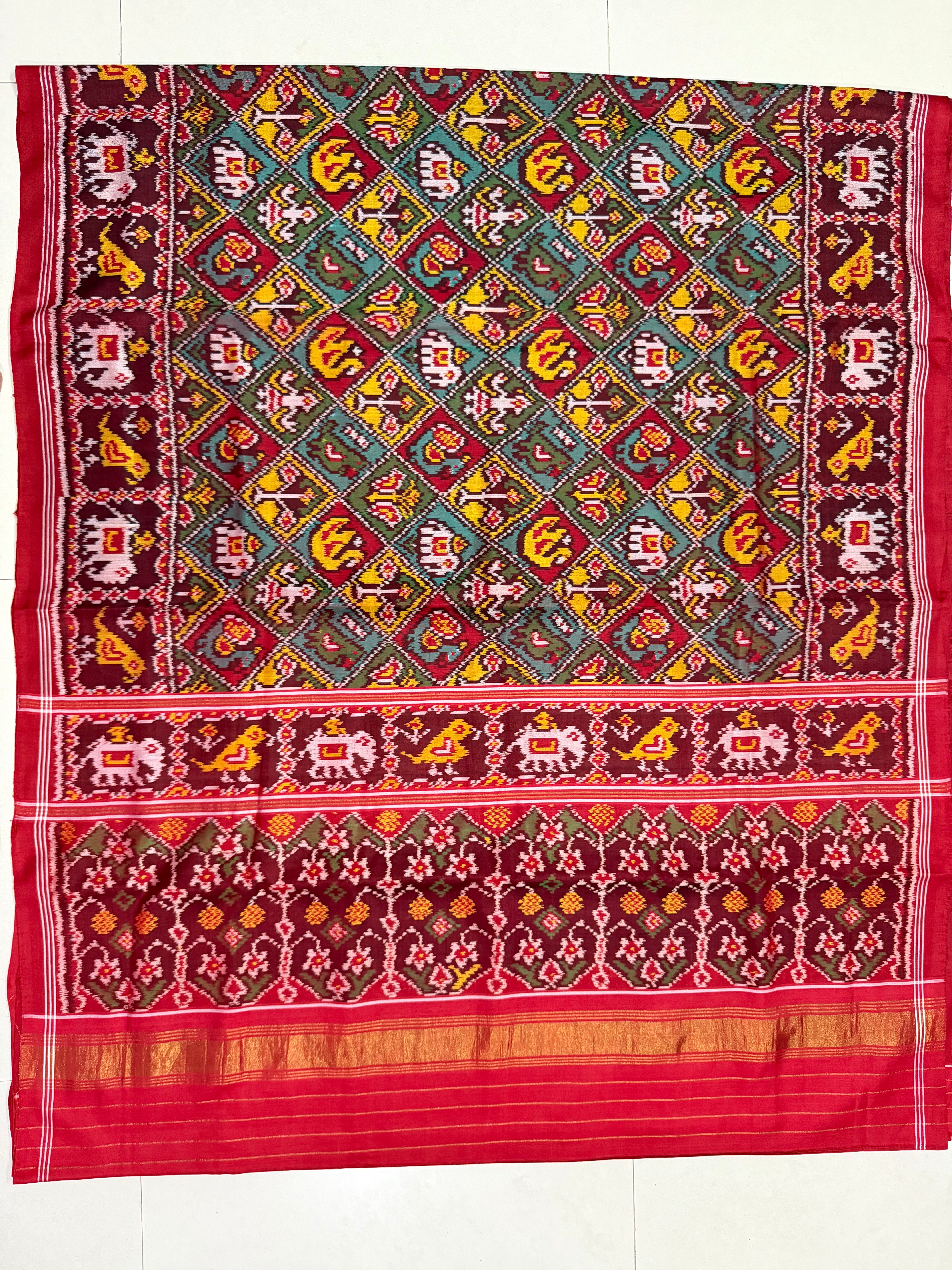 Multicolor Motif Design Handwoven Patola Silk Saree Secondary image