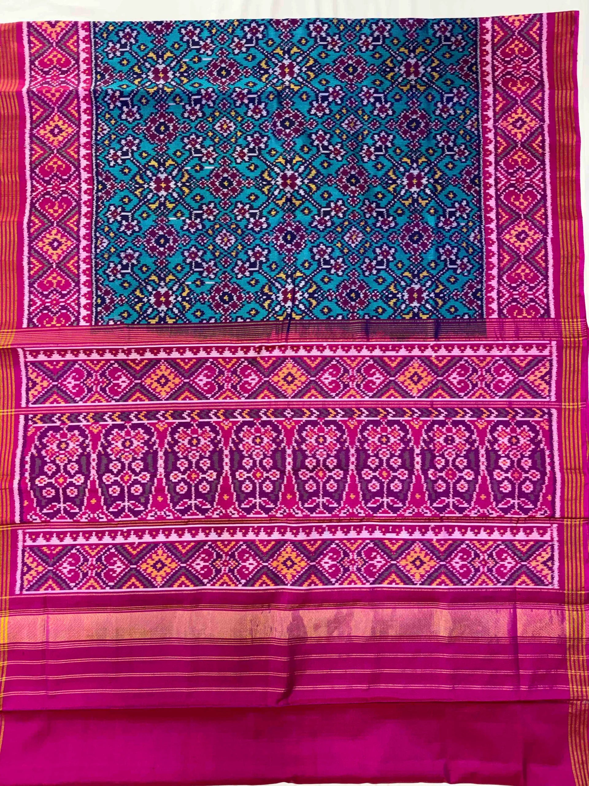 Navratna Traditional Design Handwoven Patola Silk Saree