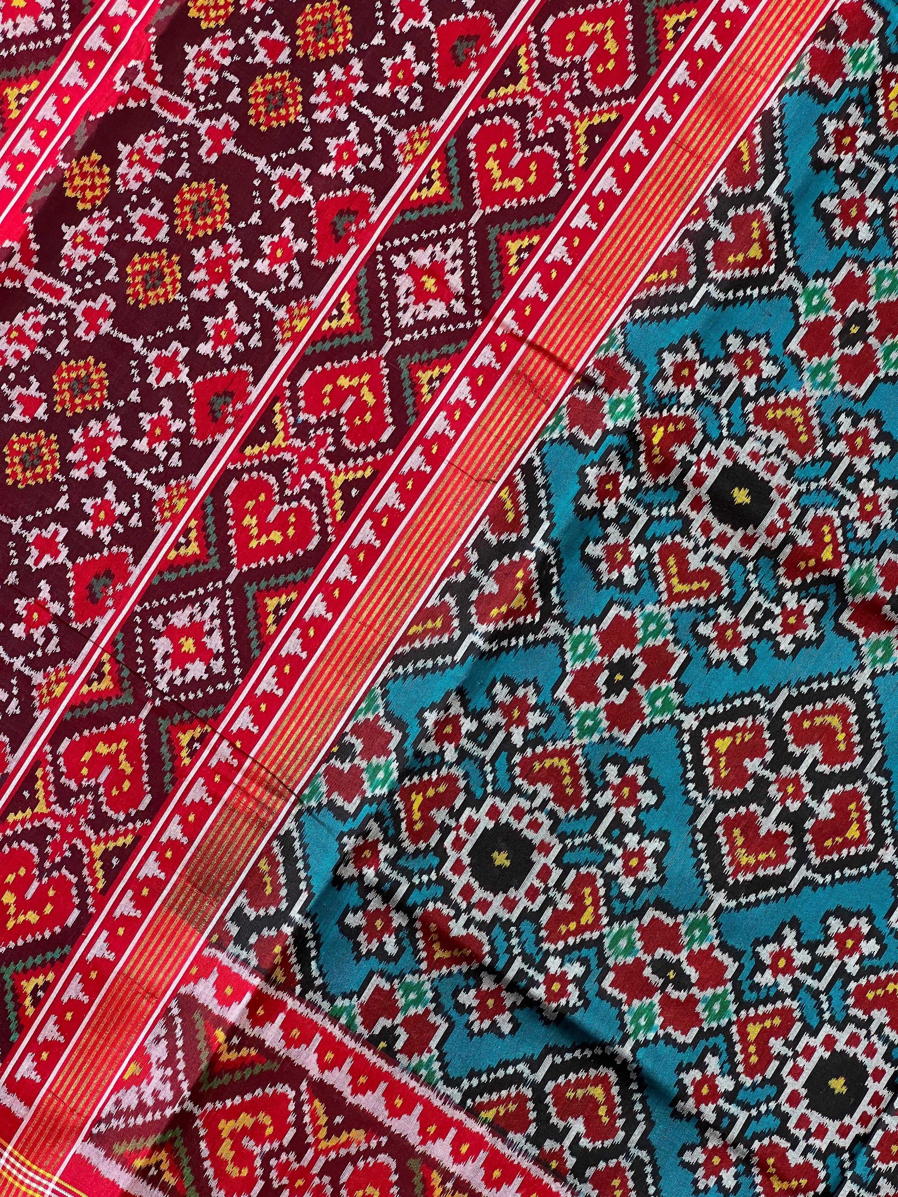 Fusion Design Handwoven Patola Silk Saree