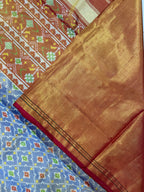 Fancy Design Pastel Purple Tissue Double Zari Patola Saree