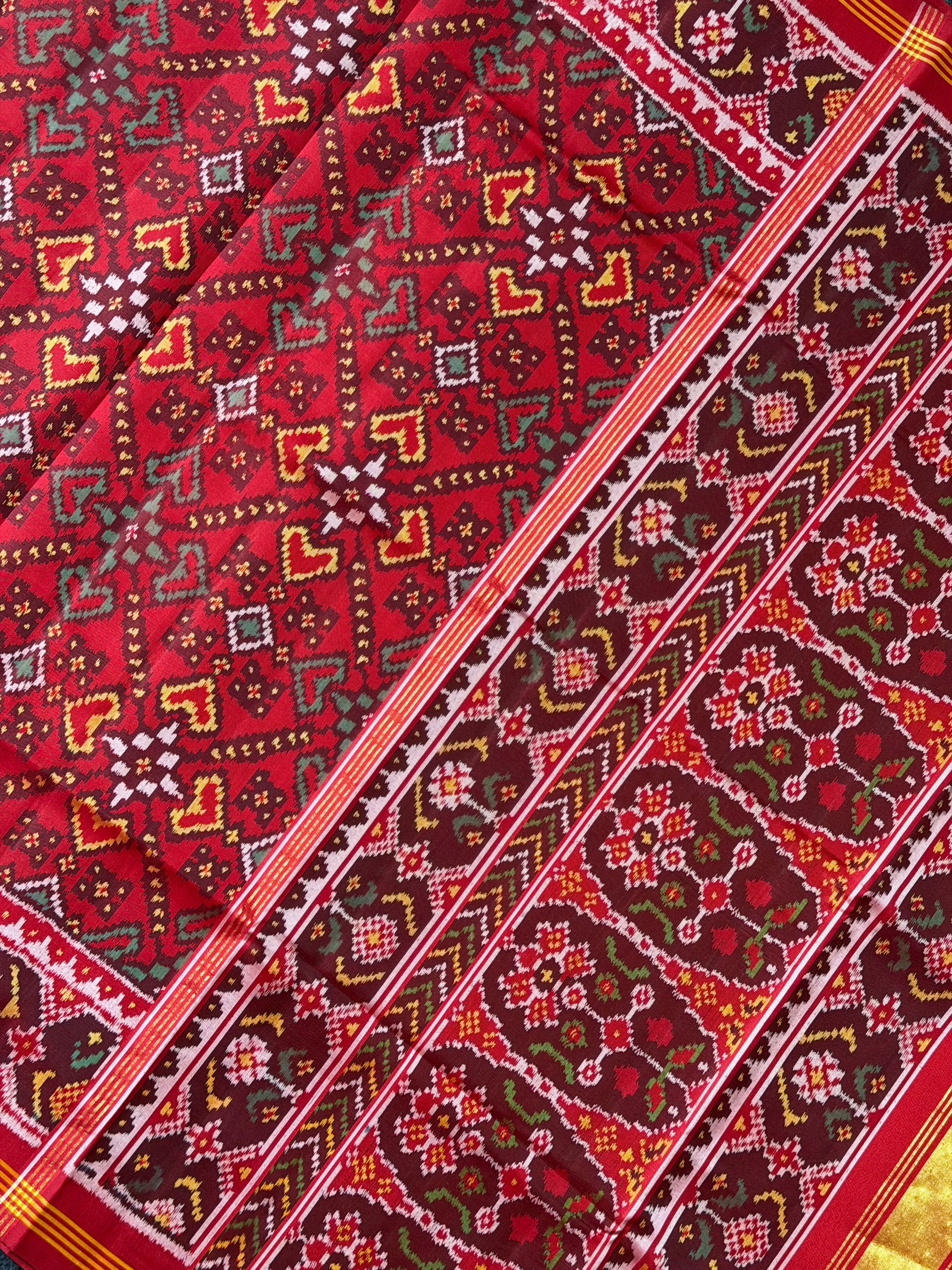 Red Color Traditional Design Handwoven Patola Silk Saree