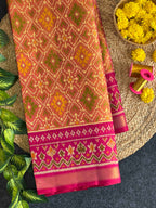 Pan-Chanda Traditional Design Handwoven Patola Silk Saree